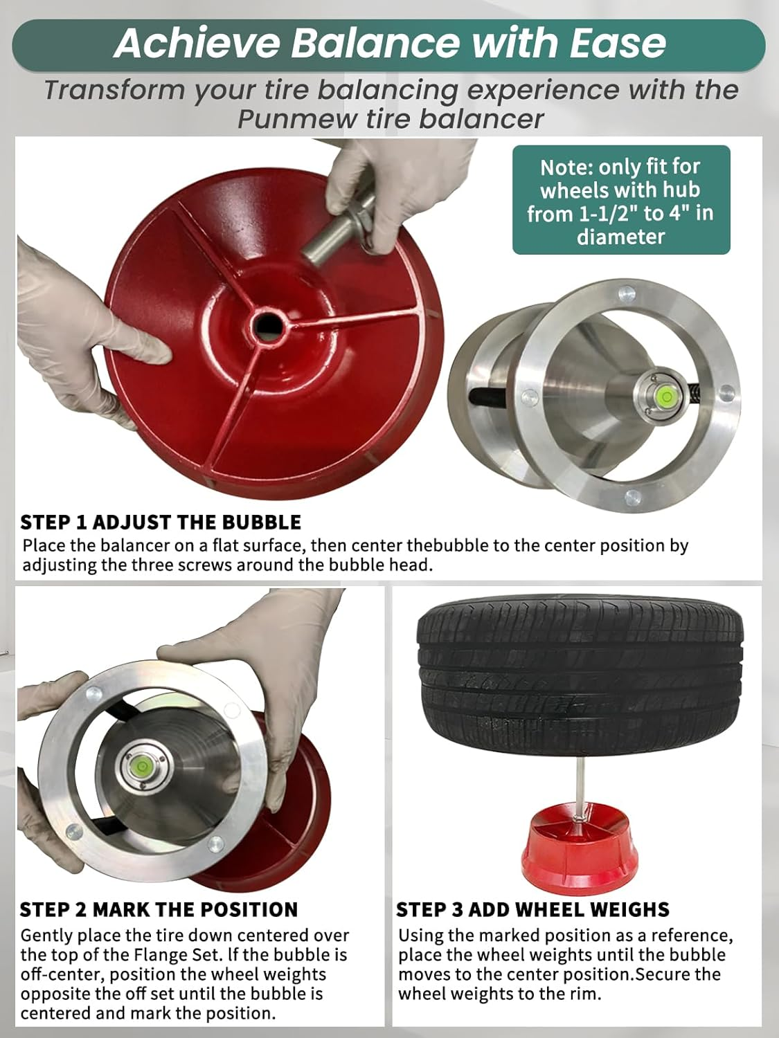 Punmew Tire Balancer Portable Bubble Wheel Balancer Tire Changer with Bubble Level for Car Light Truck Wheel Balancing image number 5