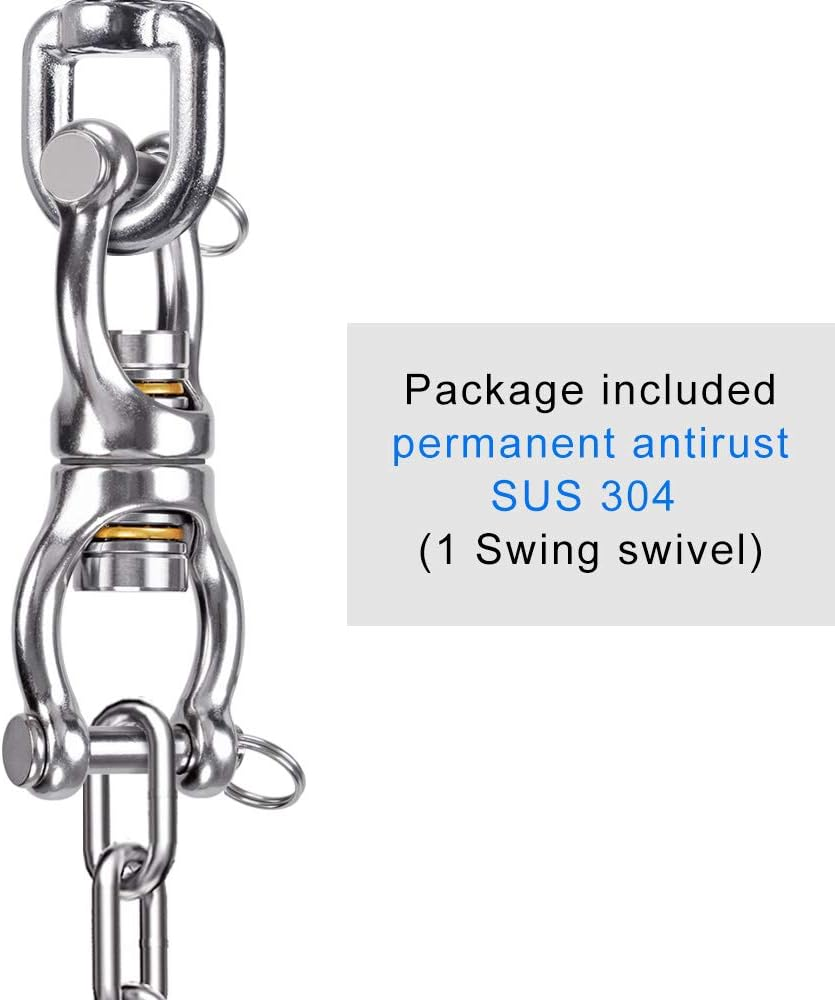 Dolibest Permanent Antirust Stainless Steel Swing Swivel with Bearing Double Open 360&deg; Rotation, 770LB Capacity, Device Hanging Accessory for Web Tree Swing, Aerial Dance, Swing Yoga Swing Sets