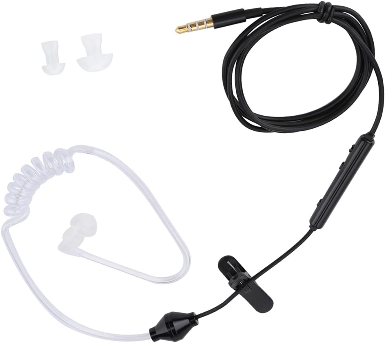 TOPINCN Air Tube Security Earpiece in Ear Headsets with Mic for Ios And, Professional Audio Visual Wired Headsets, Button Control Earphone for Safe Driving and Exercise (Black Line White Tube) image number 2