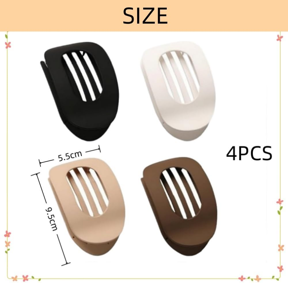 FACAING Flat Claw Clip, 4Pcs Flat Hair Clip, Flat Hair Clips, Flat round Hair Claw Clips, Durable French Barrettes, Non-Slip Hair Curved Design Women'S Hair Clips for Thin to Thick Hair (4 Colors) image number 5