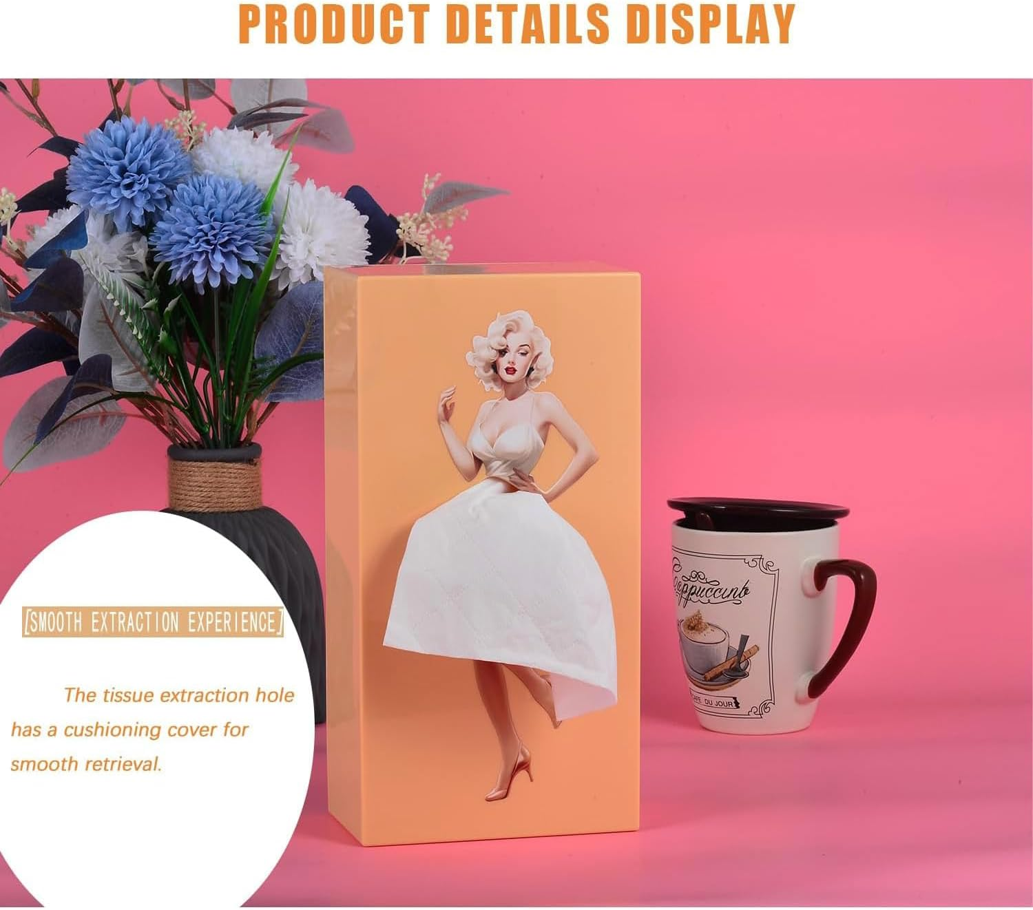 Creative Tissue Box Holder &ndash; Funny Lady Skirt Design, Vintage Dress Decorative Rectangular Tissue Box Cover for Office, Home, Living Room, Bedroom, and Bathroom (Beige)