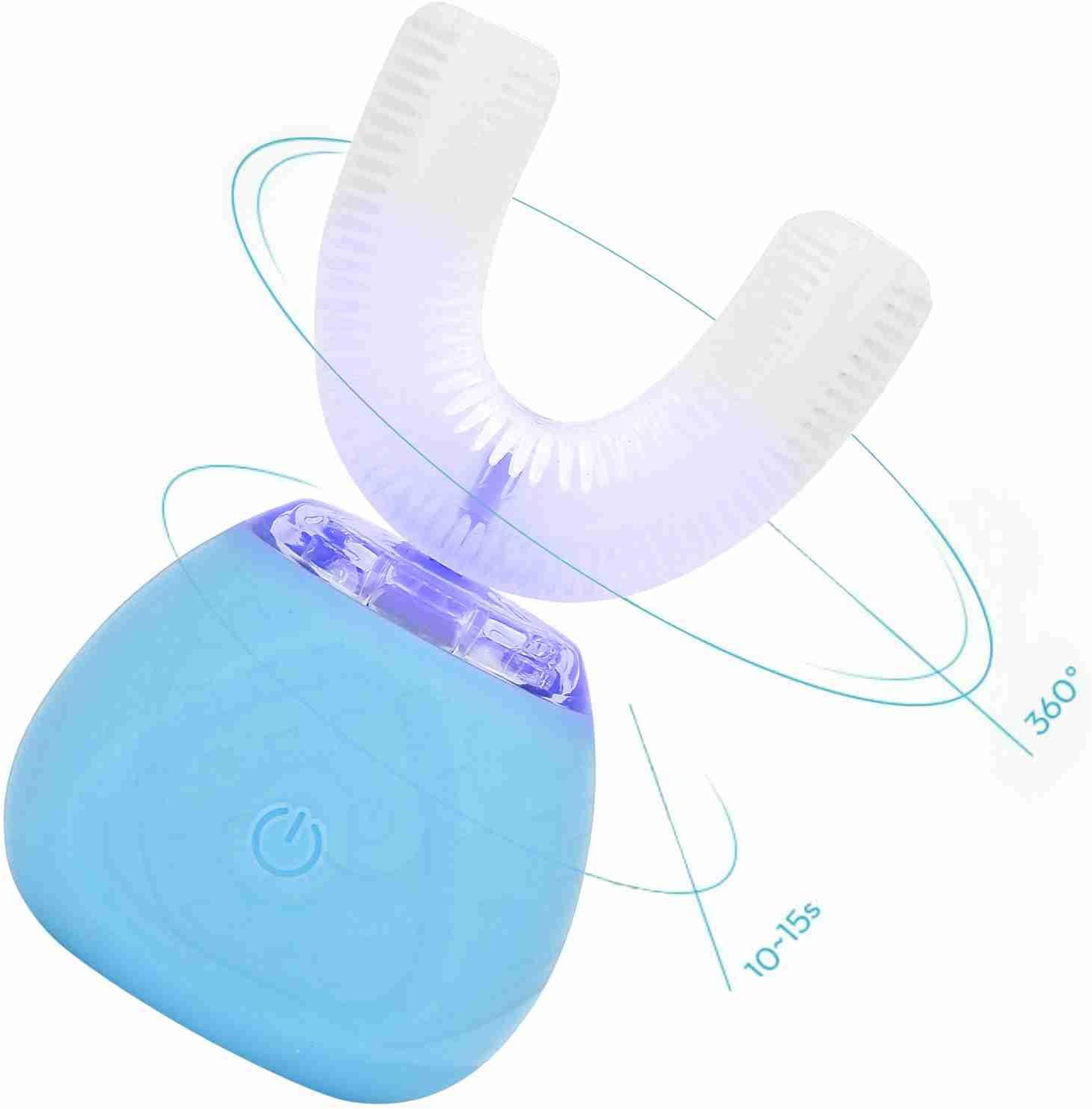 Electric Toothbrush Adults, Ultrasonic U-Shaped Toothbrushes with Wireless Charging & LED Light for Teeth Whitening - 360&deg; Mouth Cleansing, Hands Free Gums Protection, 3 Gear Speed image number 4