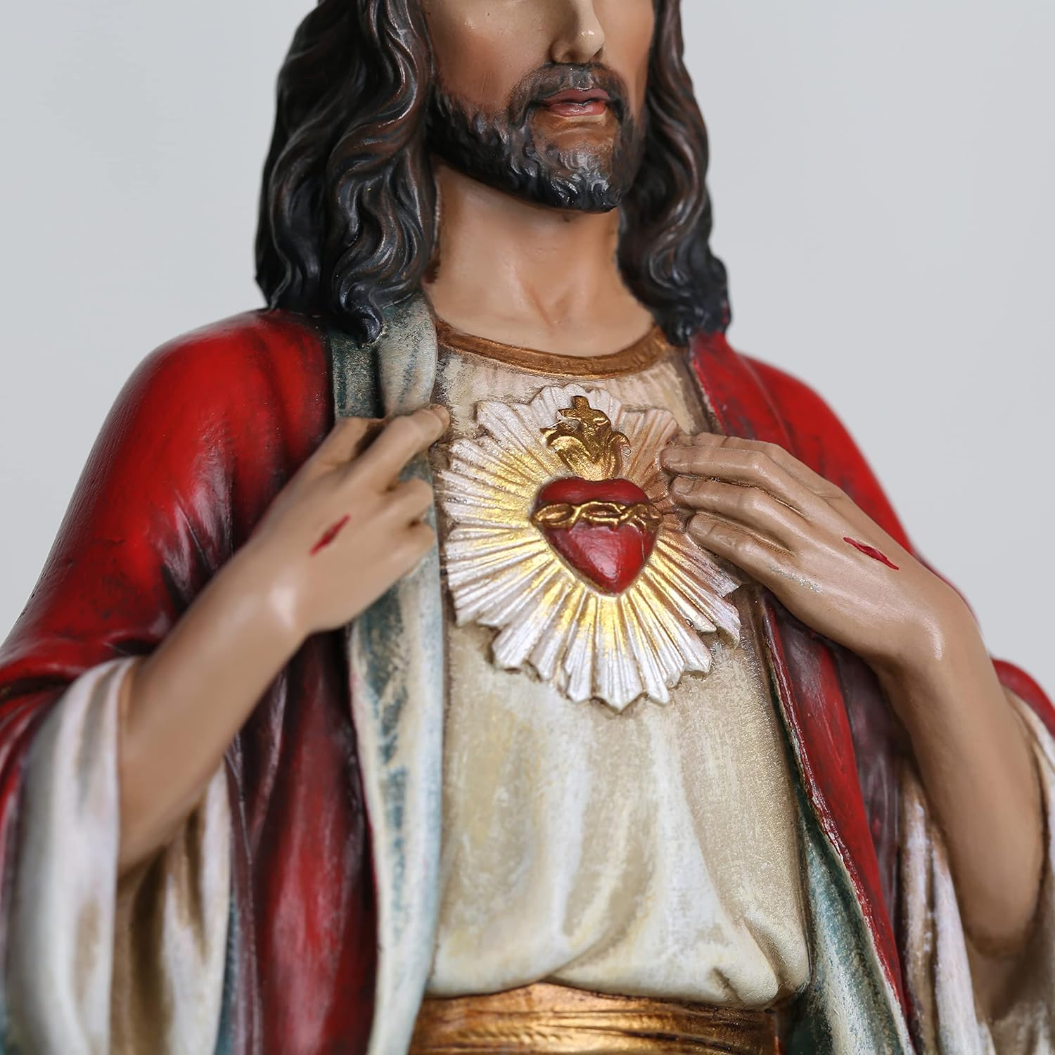BC Catholic Sacred Heart of Jesus Statue, Jesus Christ Figure, Religious Gifts, Inspirational Indoor Home Decor, 10 Inches H, Hand Painted by Buildclassic image number 7