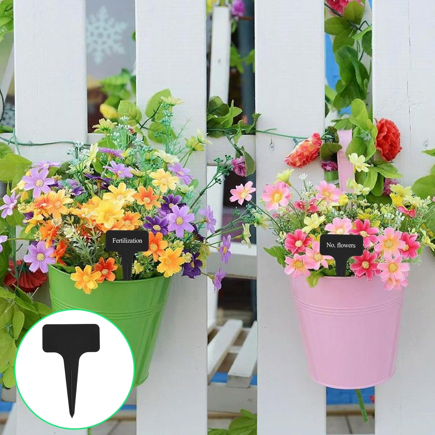 100 Pcs Black Plant Tags, Garden Label Potted Plants, Reusable T-Type Garden Labels Nursery Stake Tags, Plant Name Labels, for Outdoor Plants Herbs Flowers image number 4