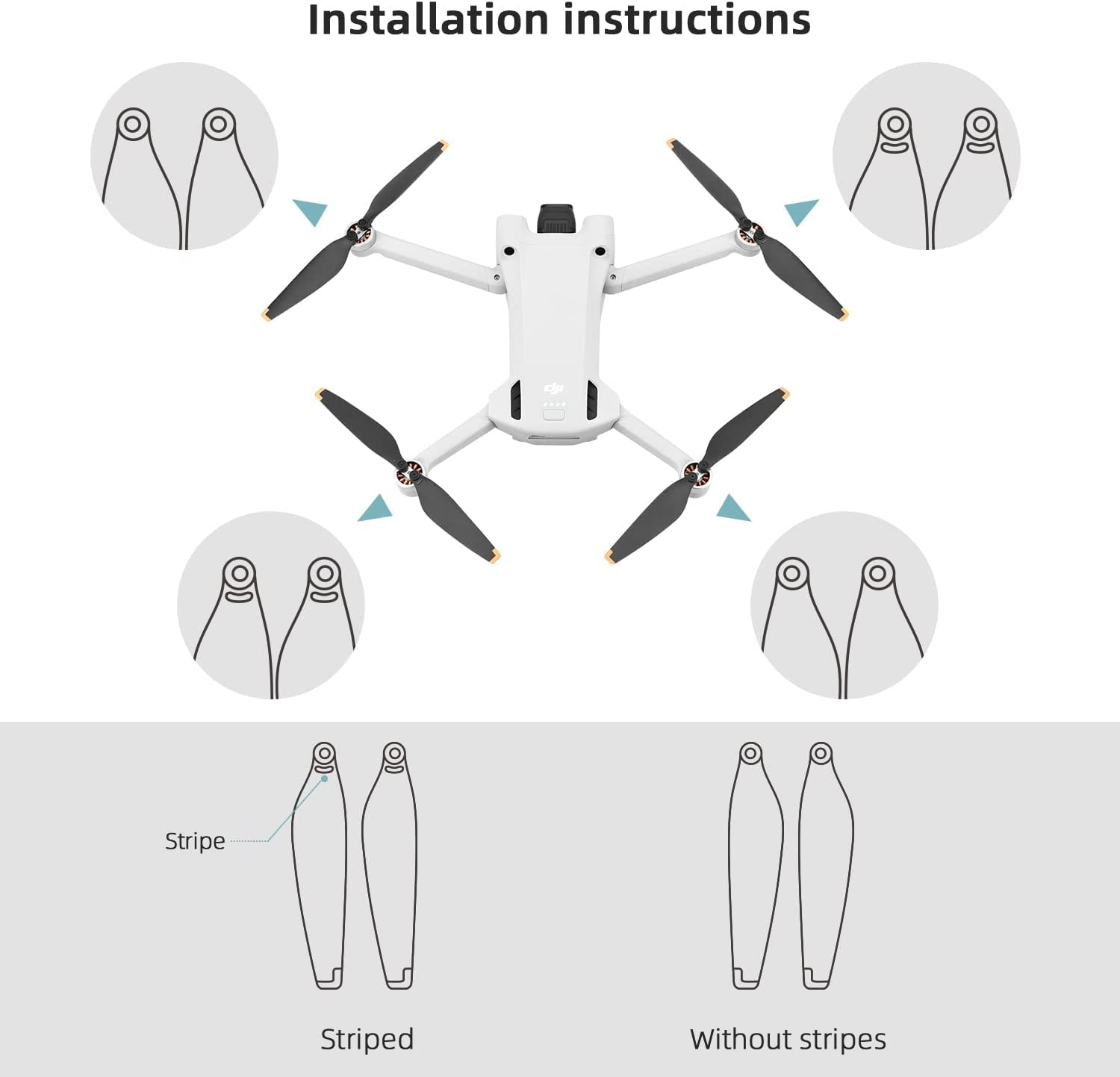 Drone Propellers for DJI Mini 4/3 Pro, Low-Noise Stable Blades, 8Pcs/Set