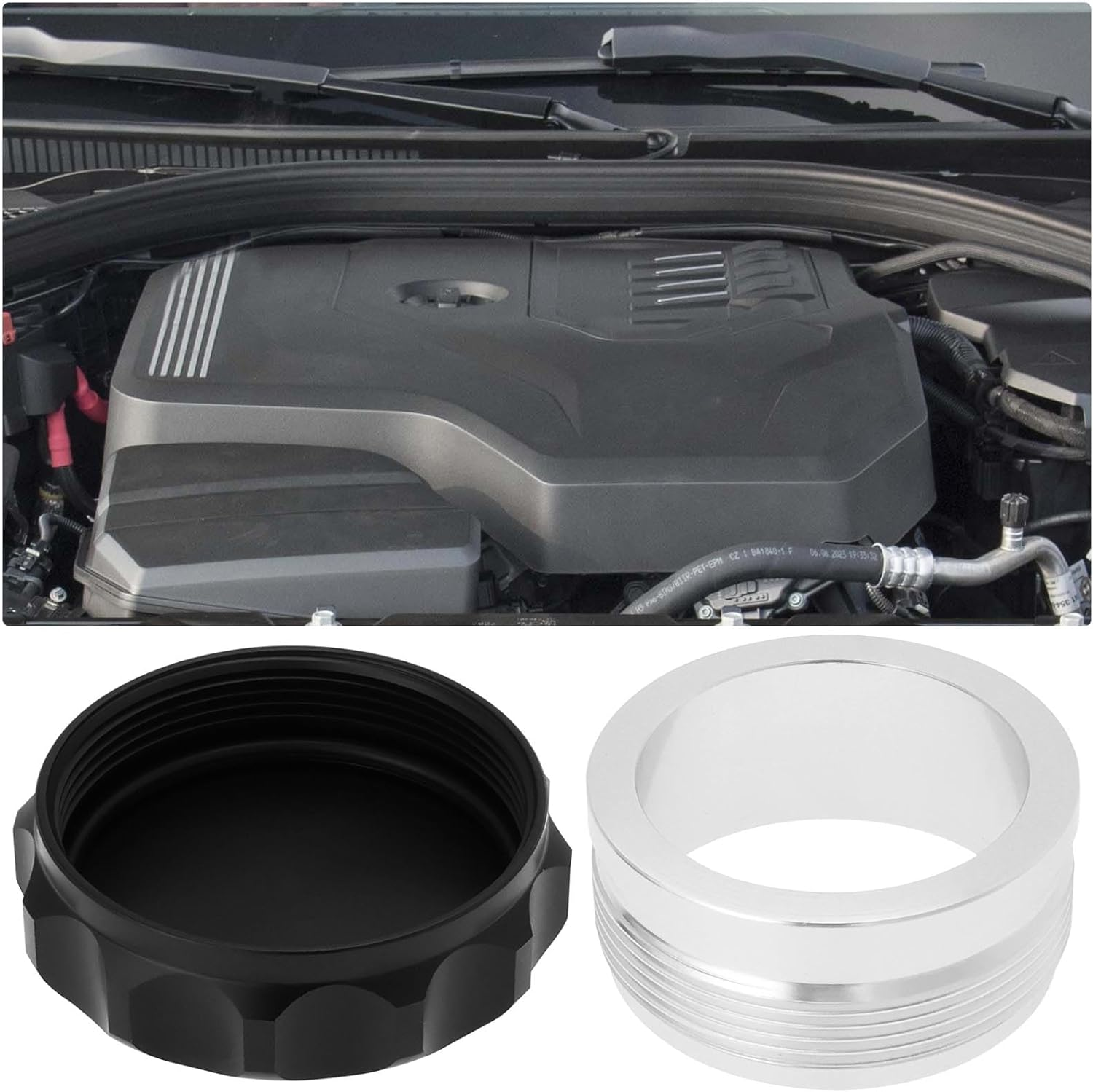 YINETTECH 2 Inch ID 51Mm Aluminium Alloy Fuel Tank Cover Weld Billet on Filler Neck with Cap Oil Fuel Water Tank Reservoir Cap Car Weld on Filler Neck Cap Oil Fuel Tank Black image number 2