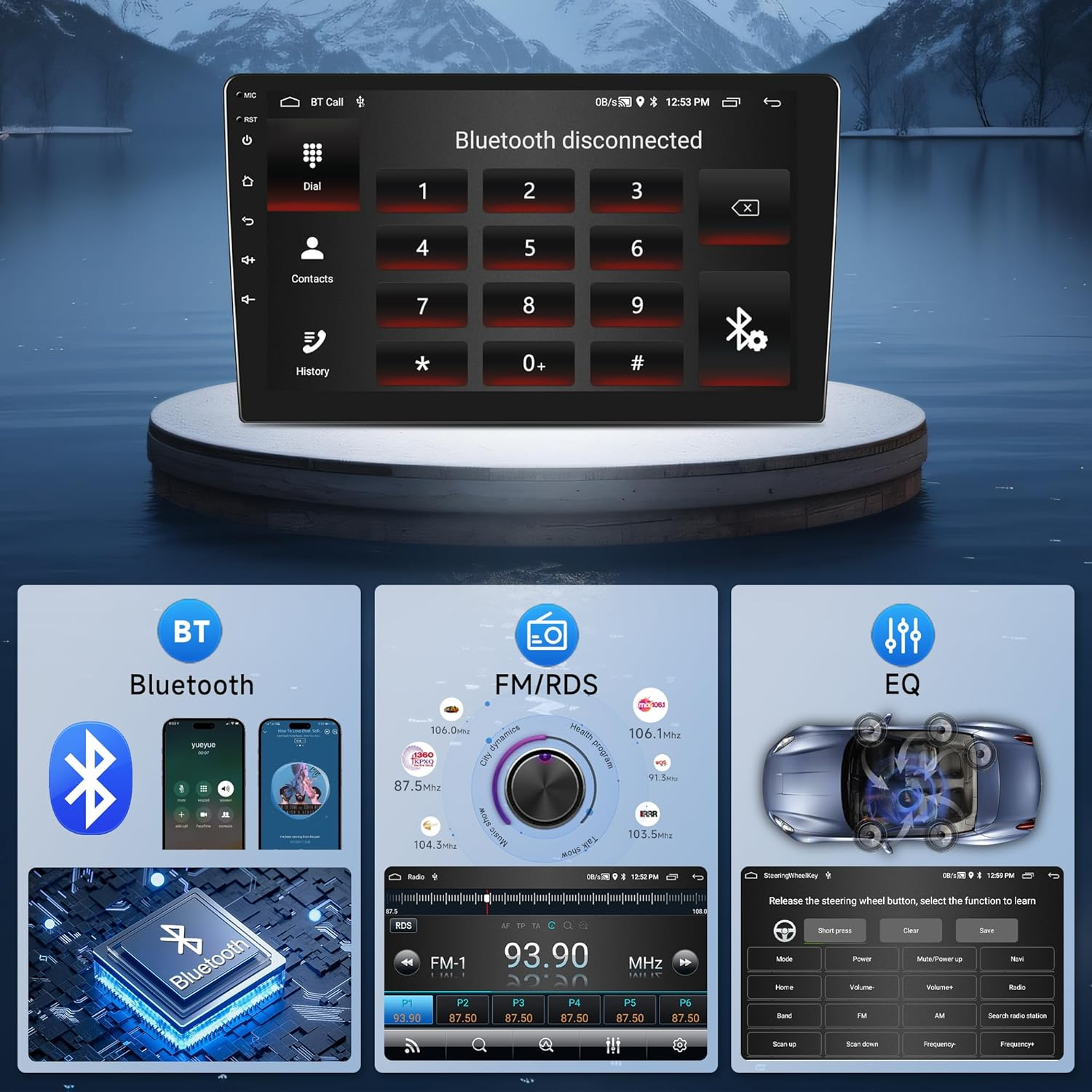 Android Car Stereo for Ford Ranger 2011-2015,Wireless Carplay Android Auto Car Radio,2G+64G 9&rsquo;&rsquo; Touch Screen Head Unit with GPS Navigation Wifi Bluetooth Mirror Link FM RDS AHD Backup Camera Mic image number 1
