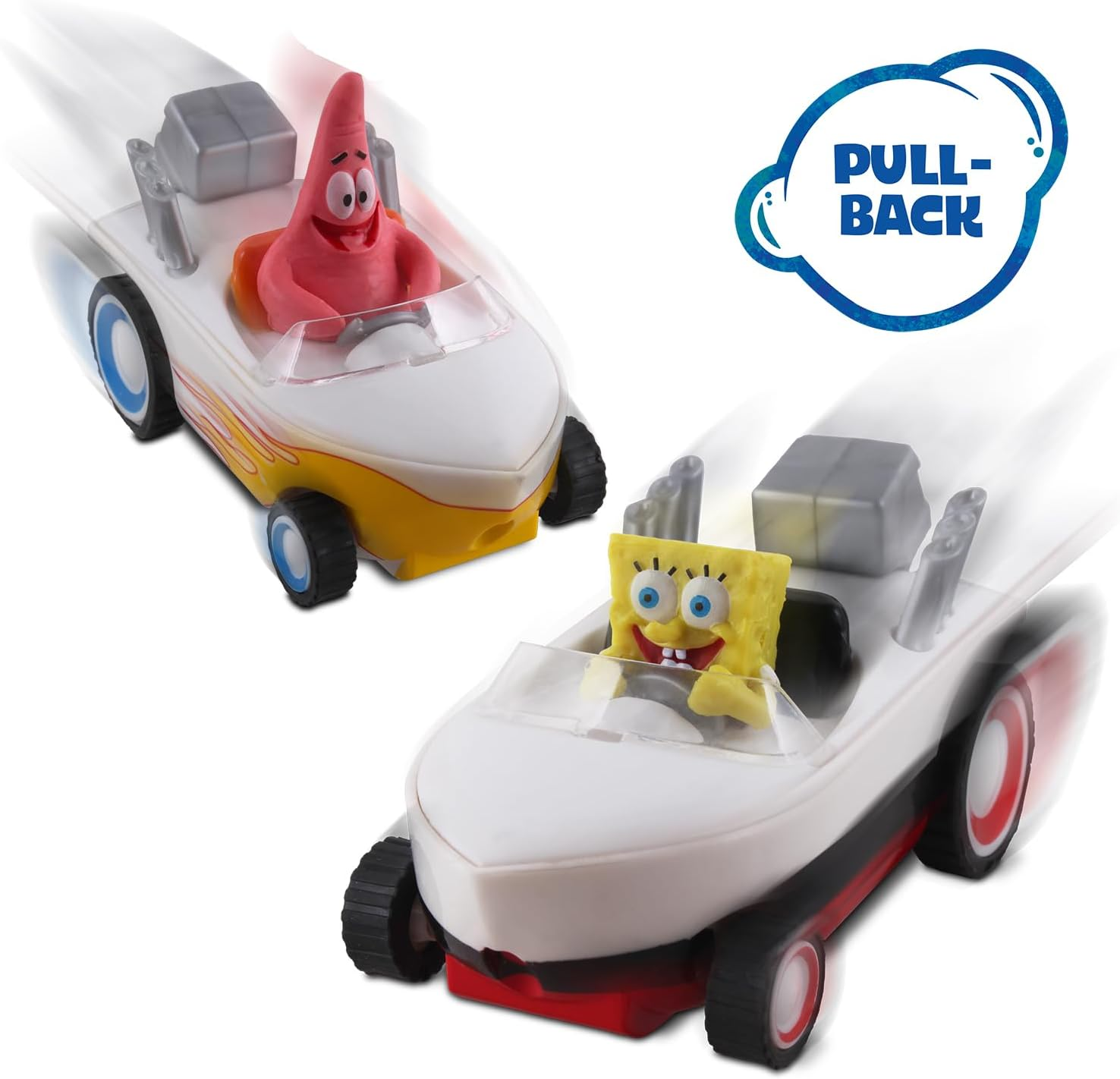 Spongebob Squarepants Pull Back 2PK Spongebob & Patrick Hot Rod Boats, Pull Back and Watch Them Zoom, No Batteries, No Controls, No Hassle, Fun&ndash;Fast&ndash;Portable, Great Gift, Official Nickoledeon Licensed image number 4