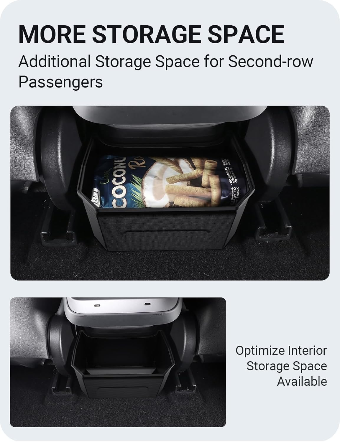 BASENOR 2017-2023 Tesla Model 3 Rear Center Console Organizer TPE Backseat Storage Box with Lid Cover Rear Middle Bin 2Nd Row Seat Organizer for Model 3 Interior Accessories Gen 2 image number 4