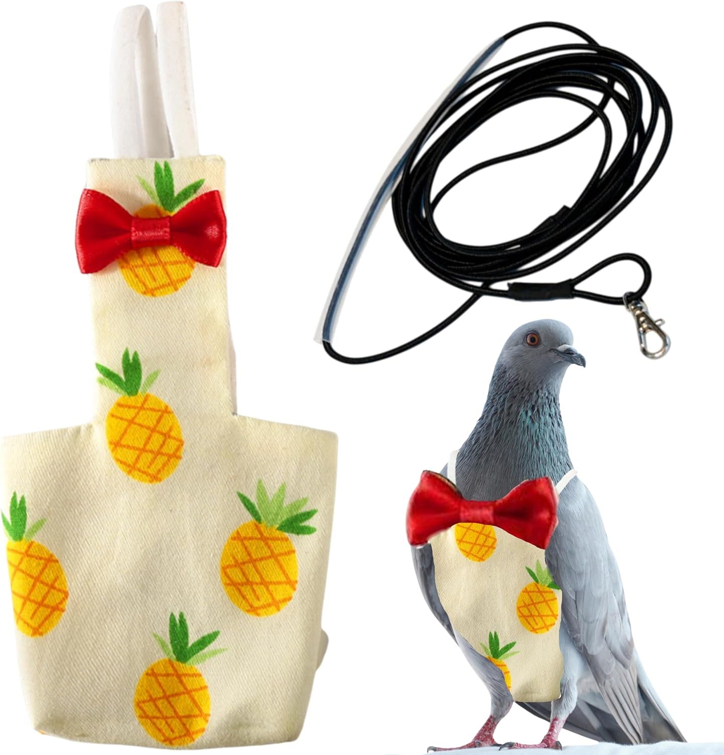 Birds Pigeon Diaper Pants Harness and Leash, Bird Diapers for Pigeons and Leash Harness, Diapers for Birds Cockatiel Parrot, Parakeet Diaper, Pigeon Pants, Parrot Clothes for Bird (Xl-Pineapple) image number 6