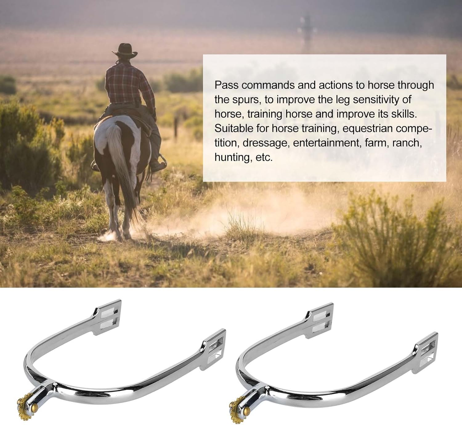 QANYEGN Knob Horse Spurs, Zinc Alloy Equestrian Horse Spurs, English Horse Riding Spurs for Equestrian Boots and Horsemanship Lovers image number 2