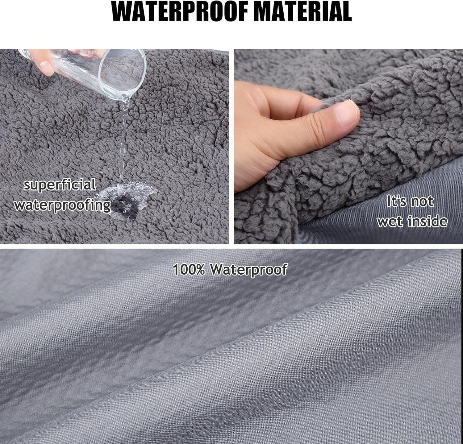 Dog Bed Covers with 100% Waterproof,Replacement & Washable Soft Plush Cover,Fitted for Large Dog Beds/Pet Mattress (S:76X51X15Cm) image number 6