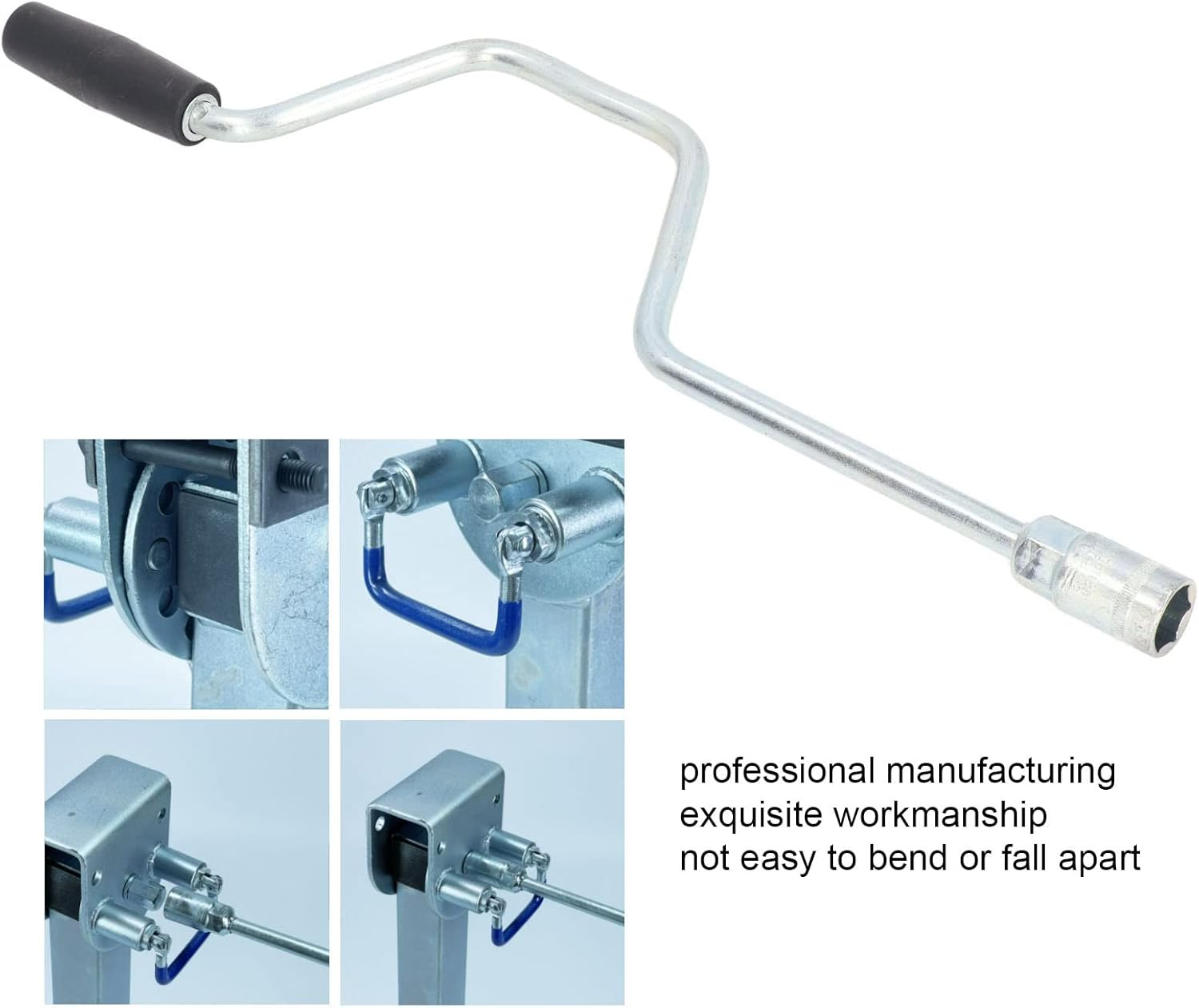 Trailer Winding Handle, Leg Winder, Rustproof Galvanized Iron Stand Speed Brace for RV, Long Service Time for RV, Trailer, Caravan Bracket Leg Adjustment image number 6