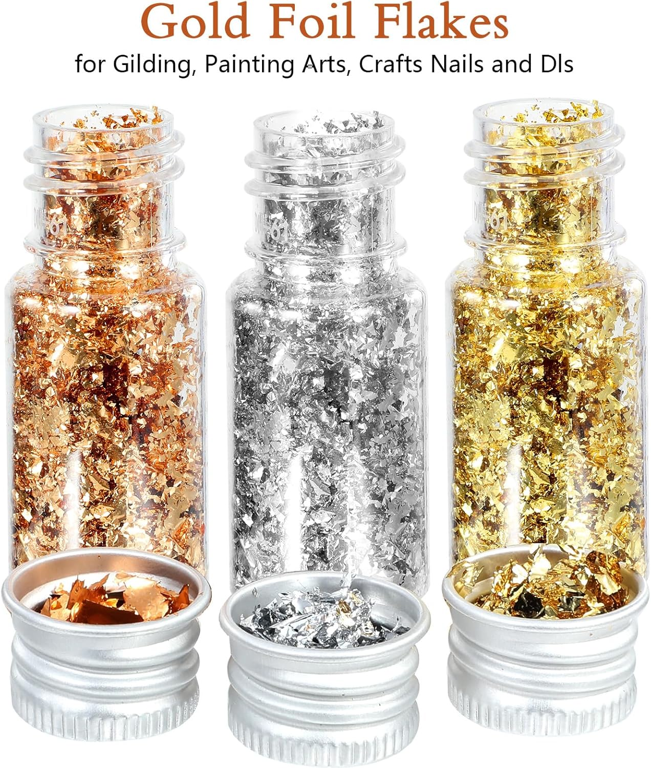 2Pcs Imitation Gold Foil Flakes Cake Glitter Gold Leaf Sheets Nail Art Gold Foil Flakes Gold Leaf Paper Baking Decoration for Cooking Dessert Cupcakes Chocolate (Gold+Silver+Rose Gold) - Rose image number 3