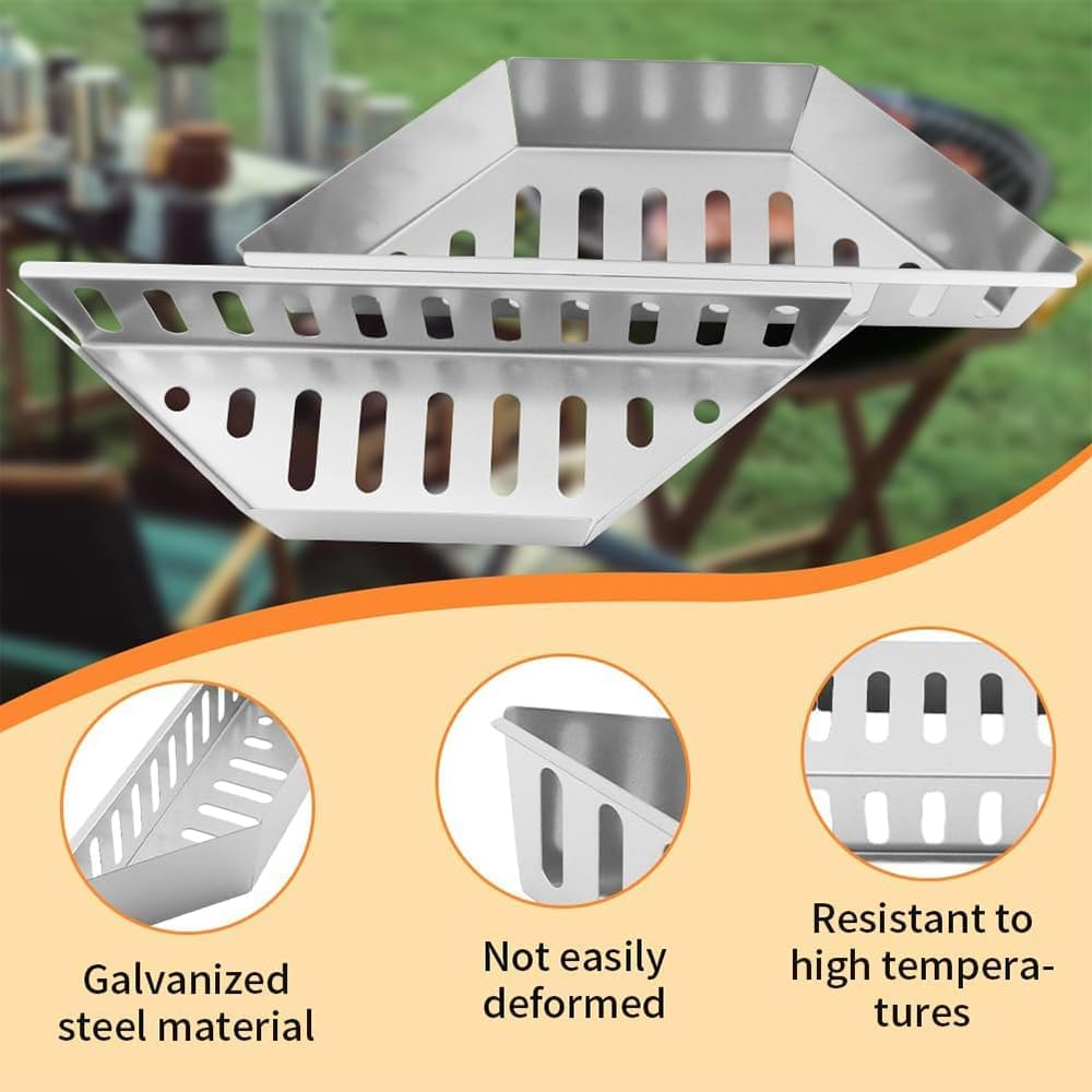 HYAVIA 2 Pack Charcoal Basket for Grill &ndash; Heavy Duty Steel Holder, Even Heat Distribution, Charcoal Saver for BBQ, Compatible with Kettles, Steaks, Fish, Veggies image number 3