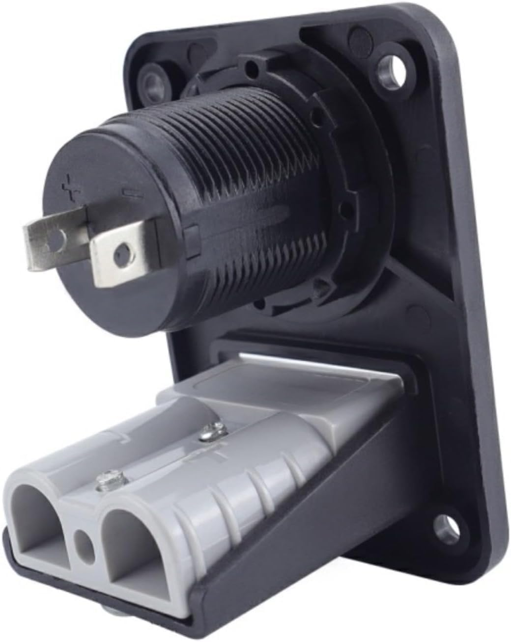 2Pcs 50A Plug Mounting Panel for Anderson SB50 Series Connectors, Anderson Flush Mount Recessed Plate with 12V Power Outlet C-Igarette Lighter Baser for RV Car Boat Marine