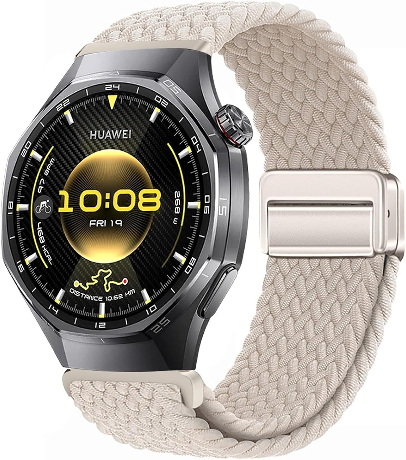 GIOPUEY Magnetic Bracelet Compatible with Huawei Watch GT 6 Pro 46 Mm, Braided Nylon Strap [Unisex] Elastic Replacement Strap