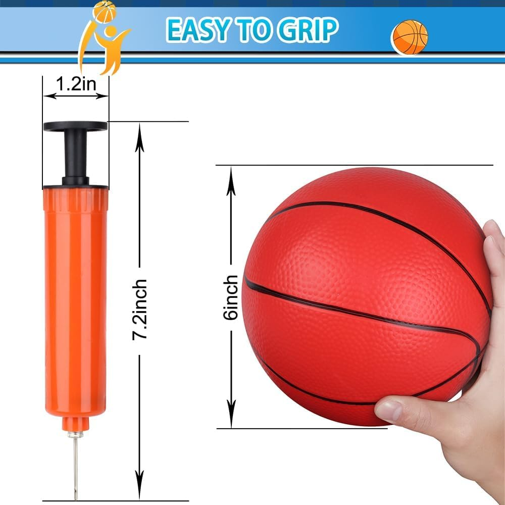 16Cm Mini Basketball for Kids 5 6 7 8 9 10+Years Old Boys, 5 Inch Mini Inflatable Bouncy Basketball for Basketball Hoop, Beach Pool Sport Game Interactive Gift Toys for Boys Girls (6PCS