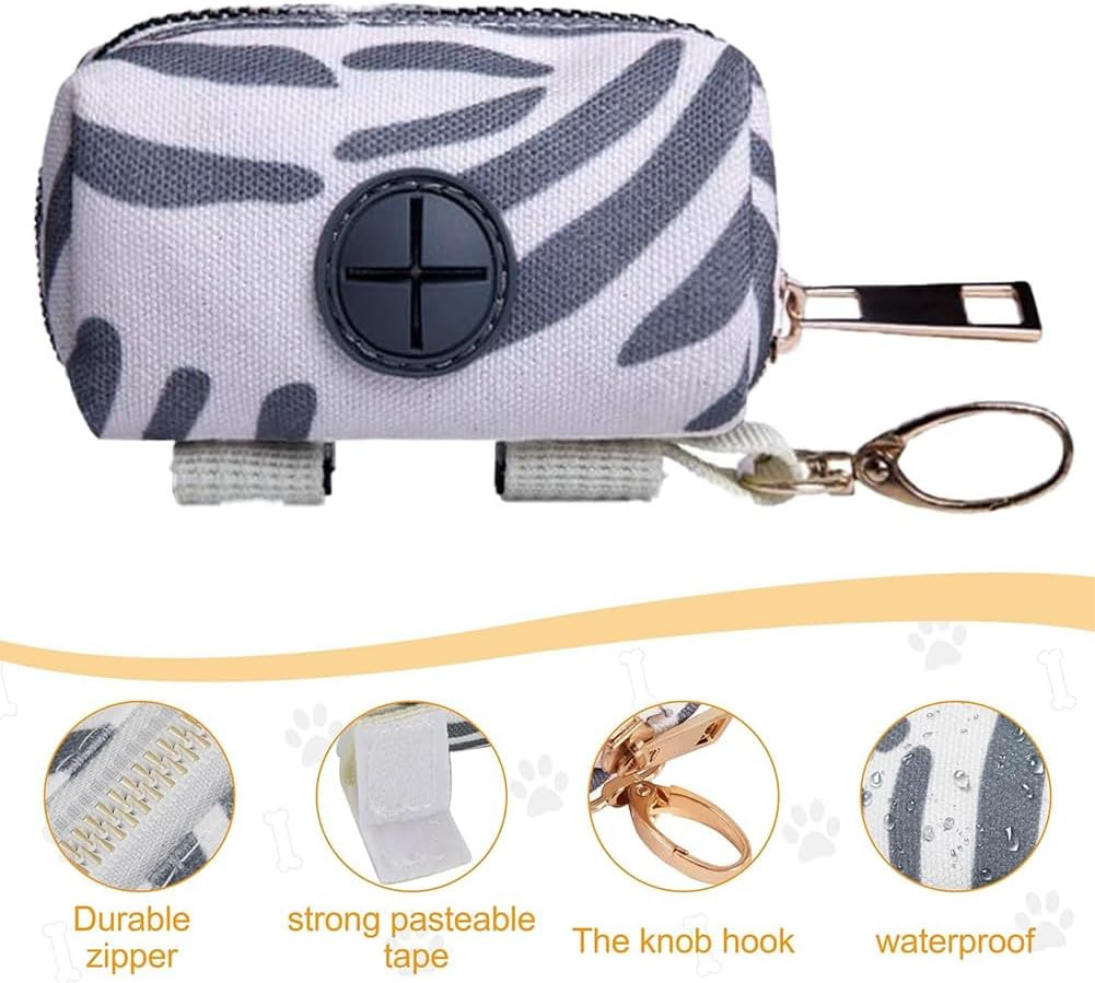 Pack of 2 Waste Bag Dispenser for Dogs, Dispenser for Dog Waste Bags Dispenser, Pet Dog Waste Bag Dispenser with Lead Attachment and Carabiner, Suitable for All Dog Leads (Blue + Grey, Striped) image number 3