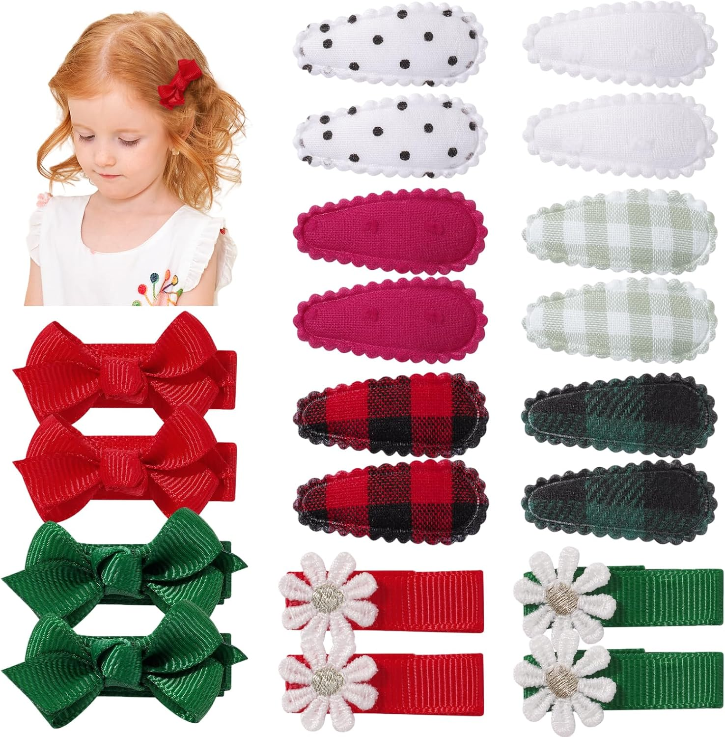 20 PCS Snap Toddler Hair Clips - Flower Patterns, Wrapped Mini Barrettes, Cute Hair Accessories for Girls and Infants