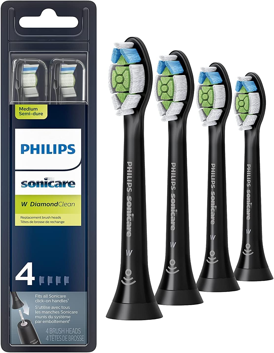 Philips Sonicare Standard Sonic Toothbrush Heads, W2 Optimal White, 4-Pack Standard Size, with Brushsync Mode Pairing, Advanced Stain Removal (Black), HX6064/96 image number 6