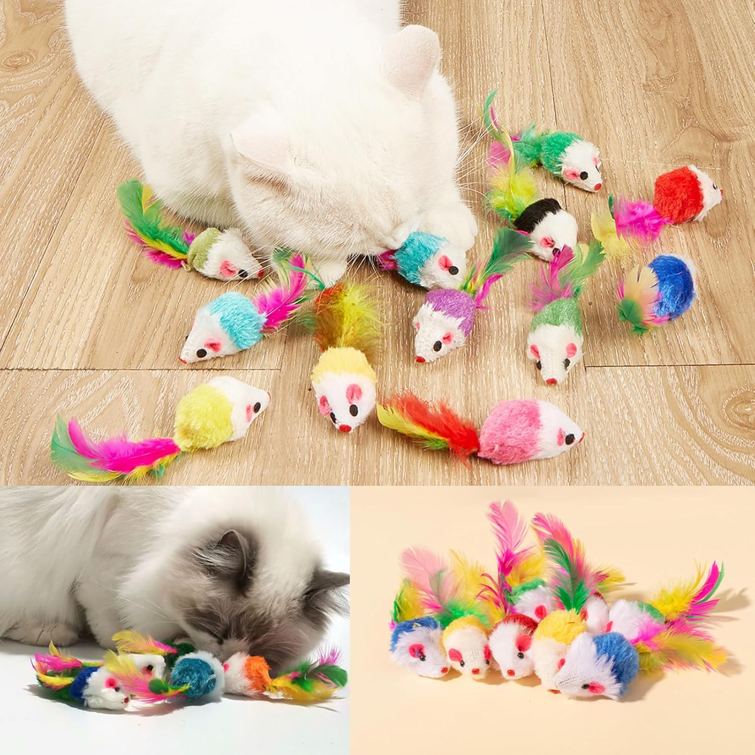 Pack of 20 Cat Toys, Mouse Toy for Cats, Mouse Cat Toy, Pet Toy with Feather Tail, Funny Games for Cats image number 5