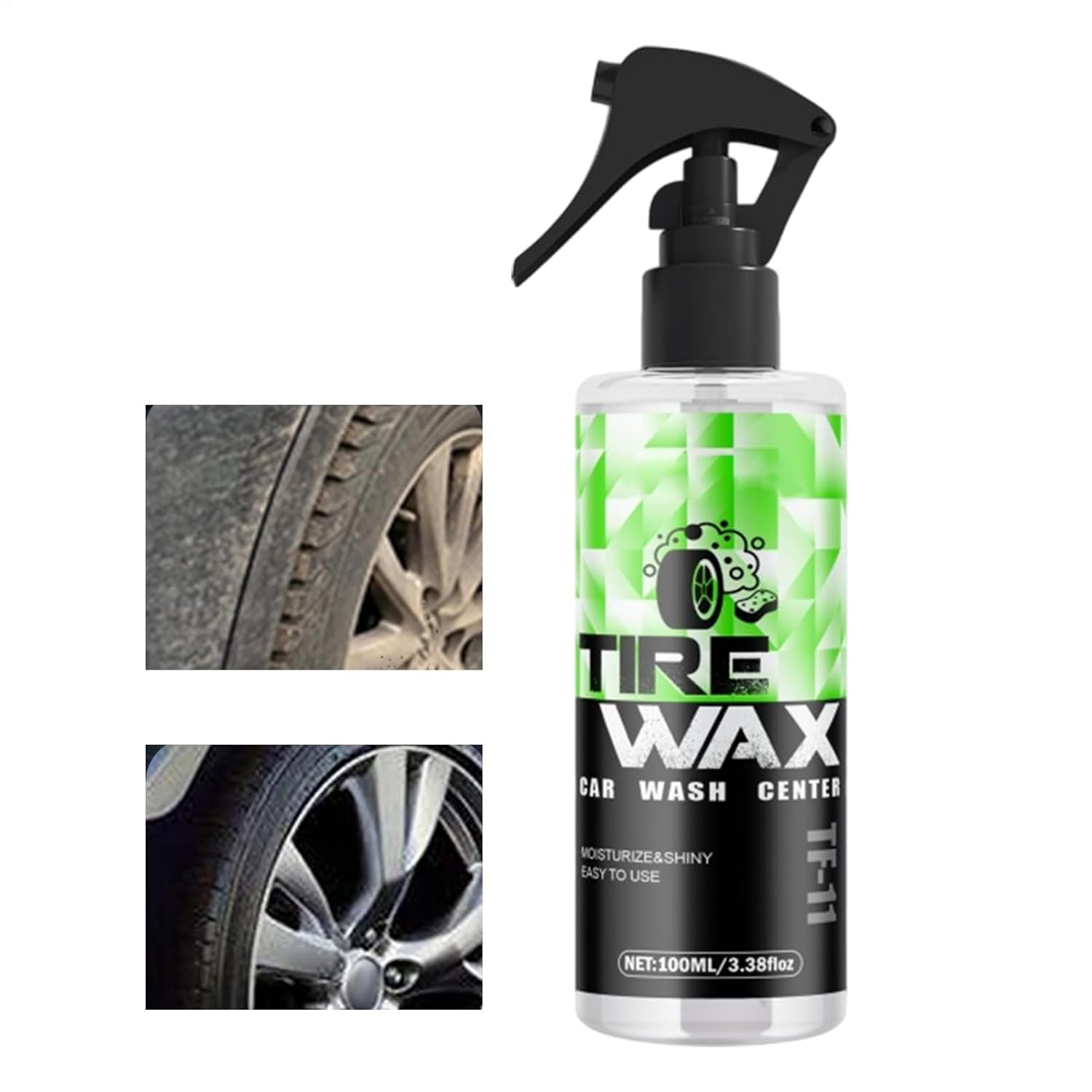 Tire Black - High Gloss Wheel Coating,High Gloss Finish Foam, UV Protection, Long-Lasting, Quick Dressing for Black Tires, Wheels, & Rubber, 100Ml