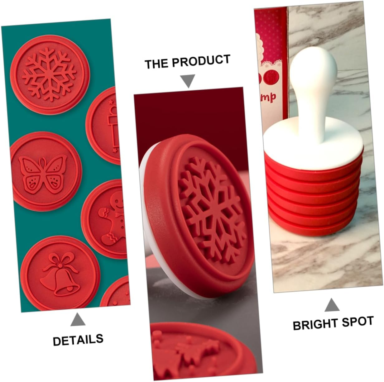 Amosfun Christmas Cookie Seal Biscuit Molds for Baking Stamps DIY Christmas Decorations Baking Mold Hand Press for Biscuit Cutter image number 4