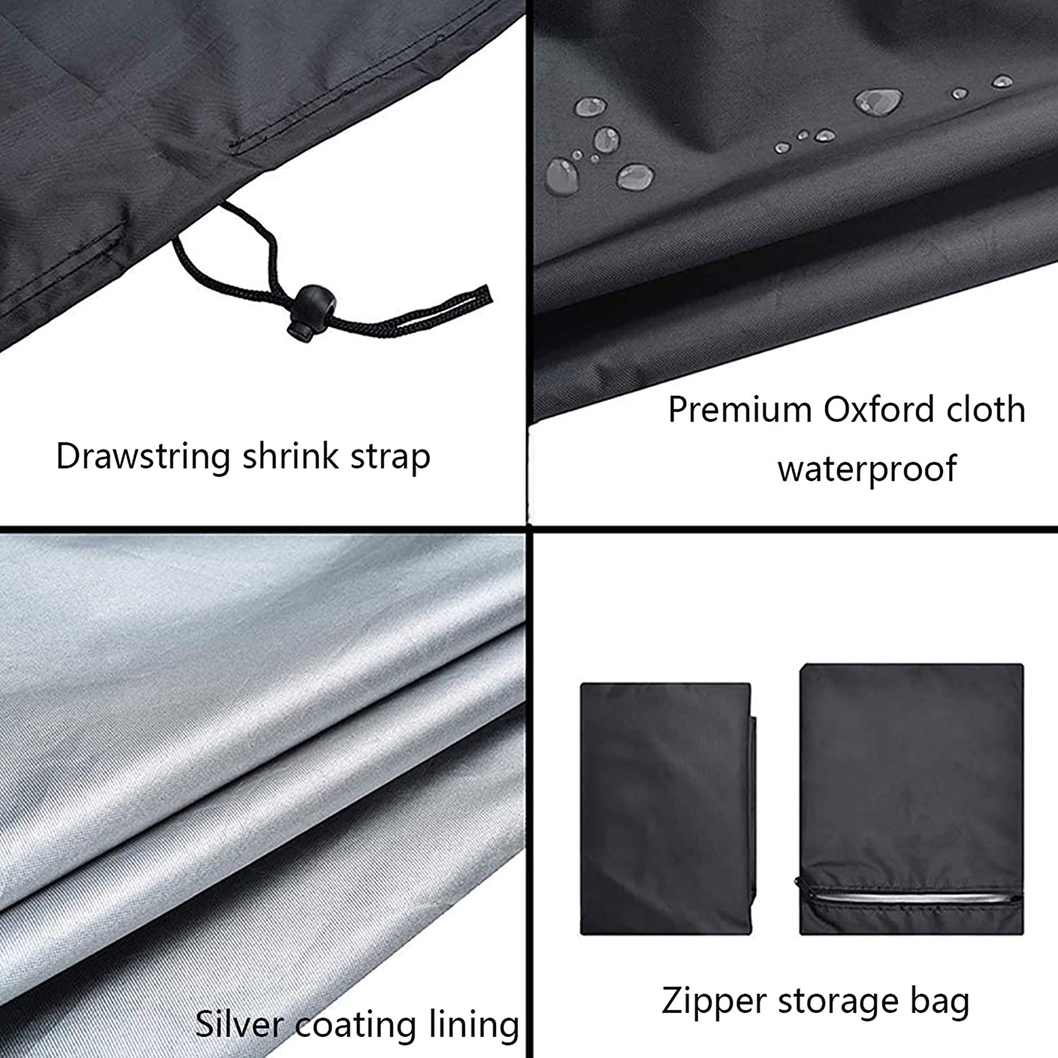 Garden Furniture Covers Patio round Table Cover MAYHOUR Waterproof Windproof Drawstring 210D Oxford Fabric Outdoor Indoor Chair Desk Cover Anti-Uv Snow Protection Black (91&times;43In/230&times;110Cm) image number 3