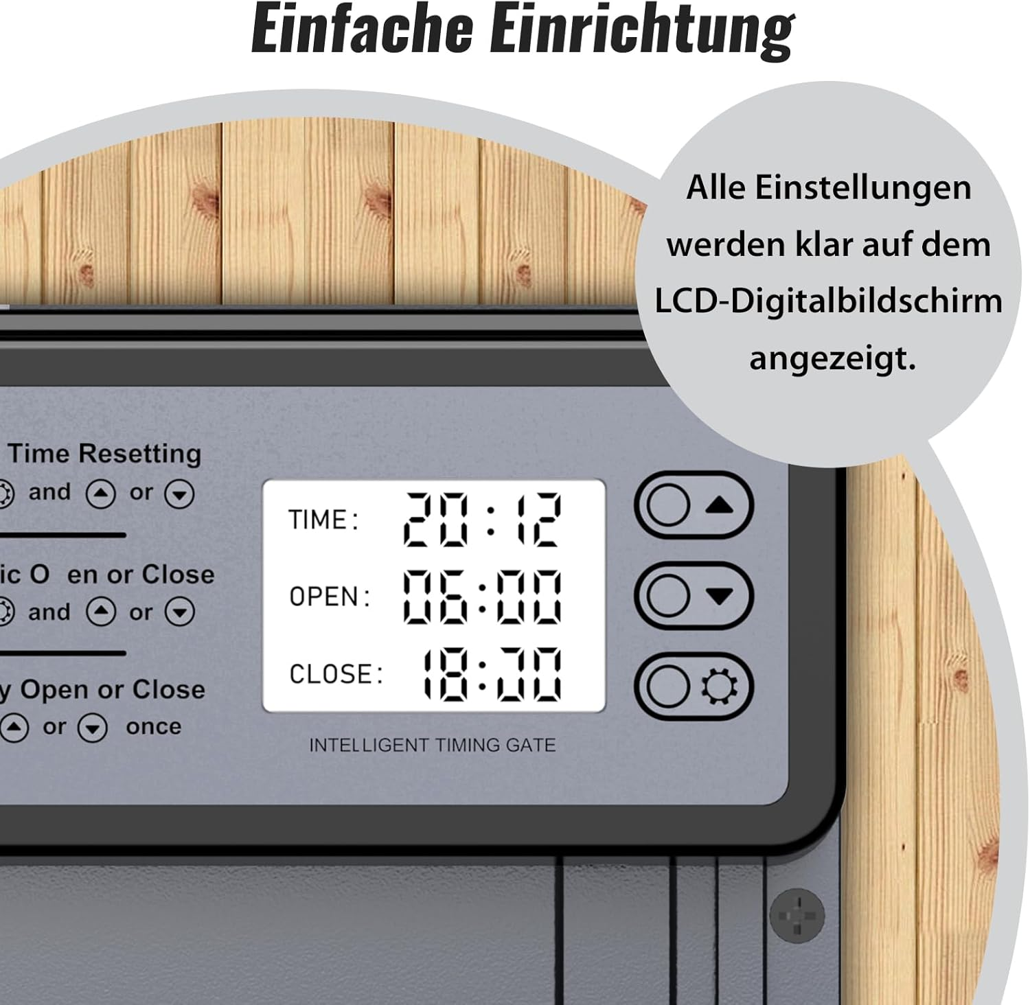 CHAMUTY Automatic Aluminium Chicken Coop Door with Display, Evening and Morning Delay Timer, Grey - Black image number 3