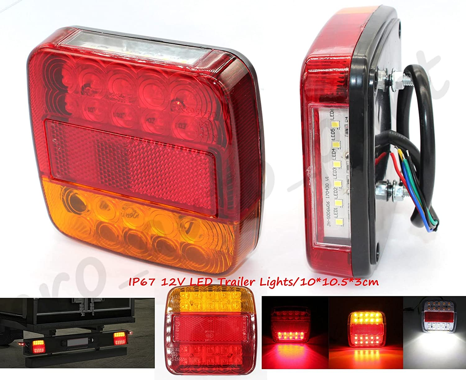Pair 26LED Trailer Lights Taillight Stop Indicator 4WD Boat Truck IP65 with Plate LED image number 6