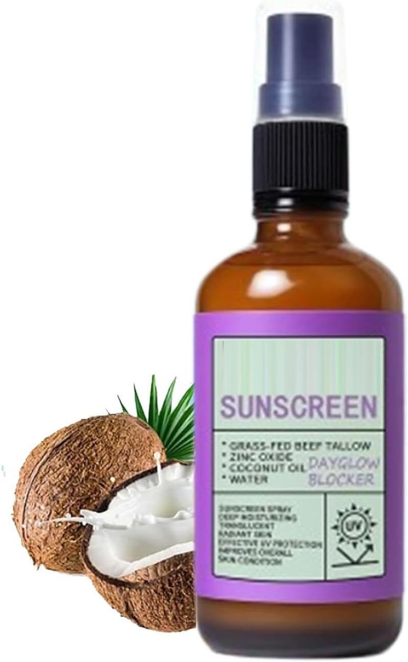 Grounded Labs Beef Tallow Sunscreen Spray, Natural Moisturizing Sunblock for Face & Body (2Pcs)