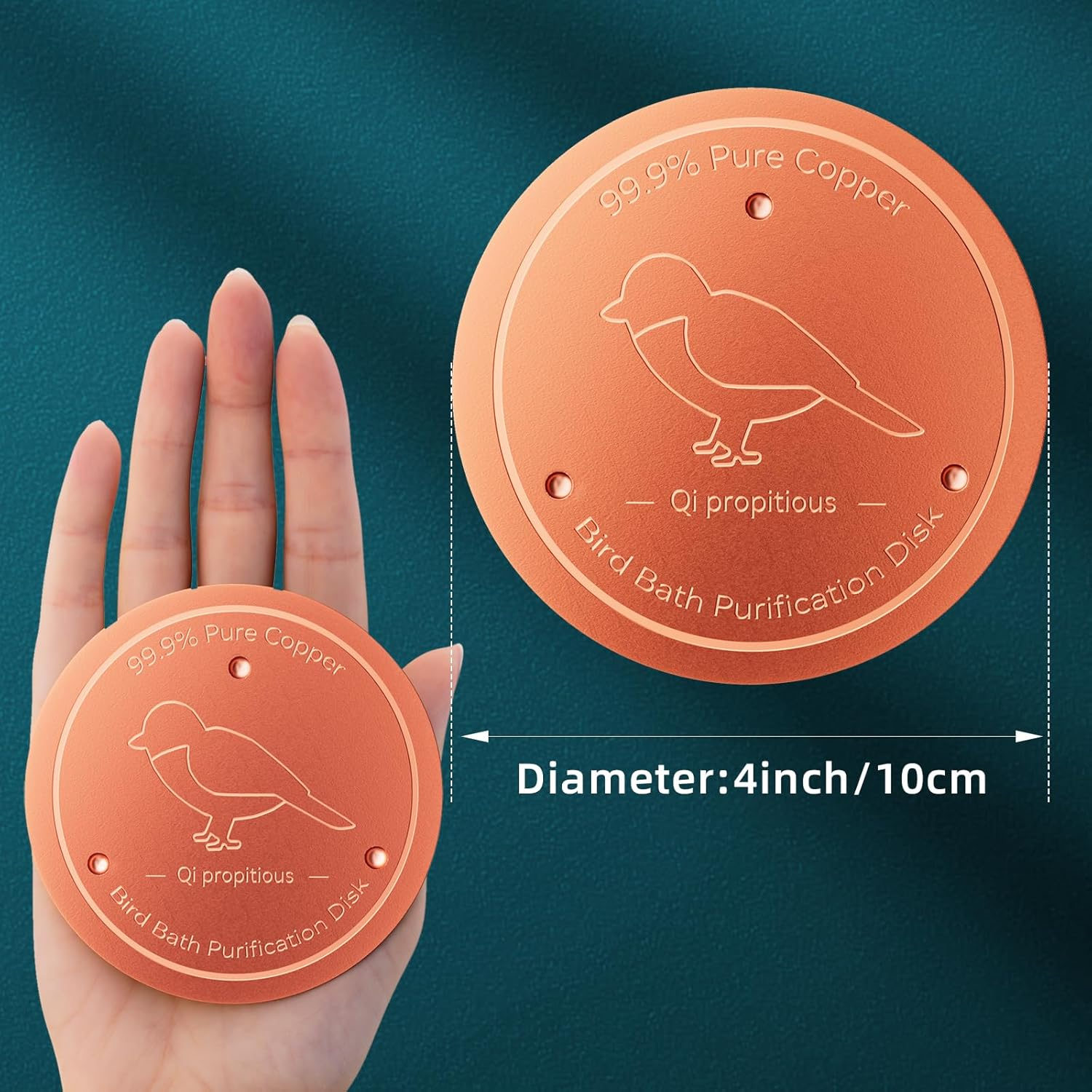 Bird Bath Copper Disk &ndash; 99.99% Pure Copper Water Cleaner, 1 Mm Thick with Stable Triple-Point Support, Safe Natural Solution for Outdoor Birdbaths Bowls, All-Season Use,Bird,1Pcs image number 4