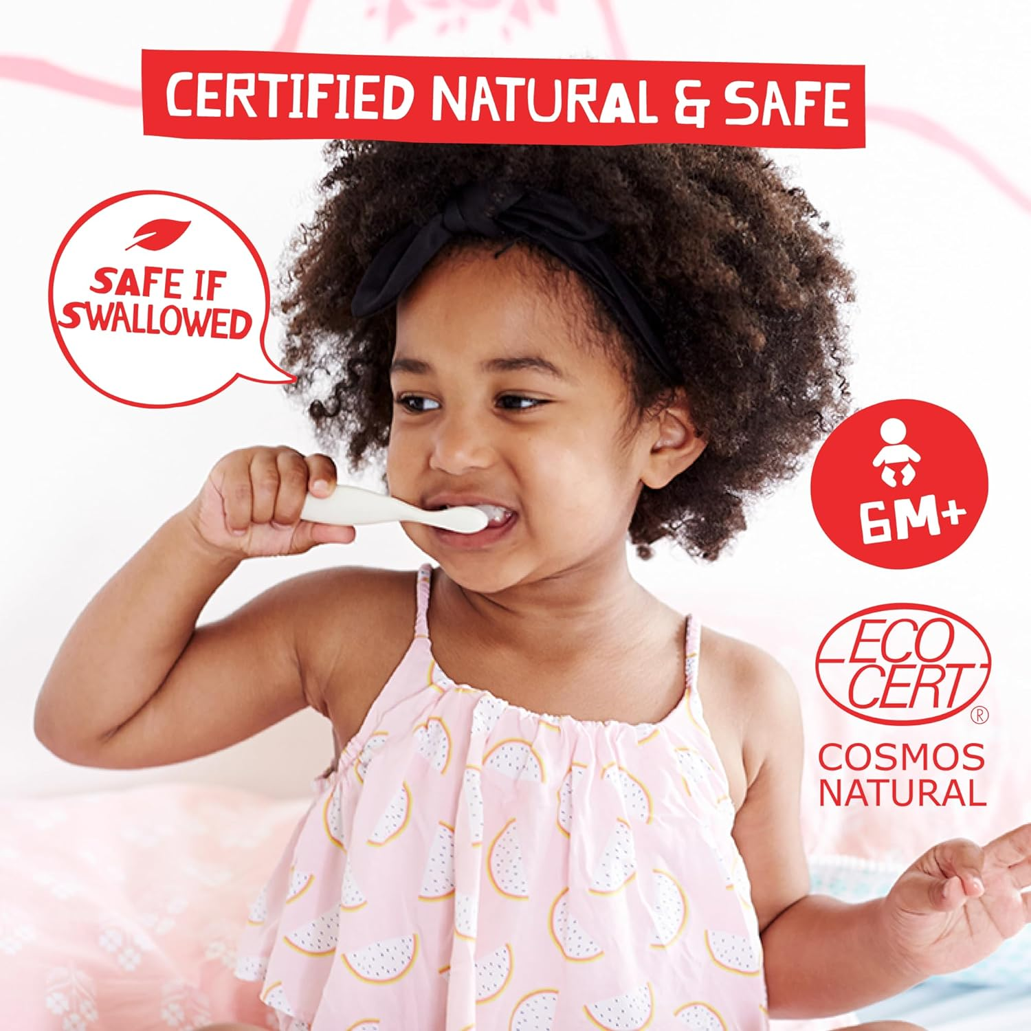 Jack N' Jill Natural Certified Kids Toothpaste 200G with 5G Tube &ndash; 40% Xylitol, Safe If Swallowed, Fluoride-Free, Suitable for Toddlers & Babies 6 Months+, Organic Mega Berry Strawberry Flavour image number 1