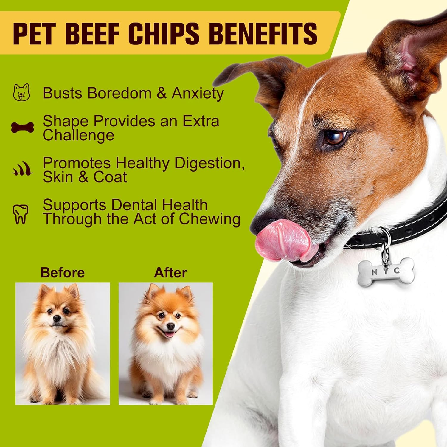 Beef Crisps Crunchy Chips - High Protein, Dog Chew Treats, Beef Flavor Chips Dog Chews for Small/Medium/Large Dogs, Beef Flavor Snack Treats for Dogs image number 5