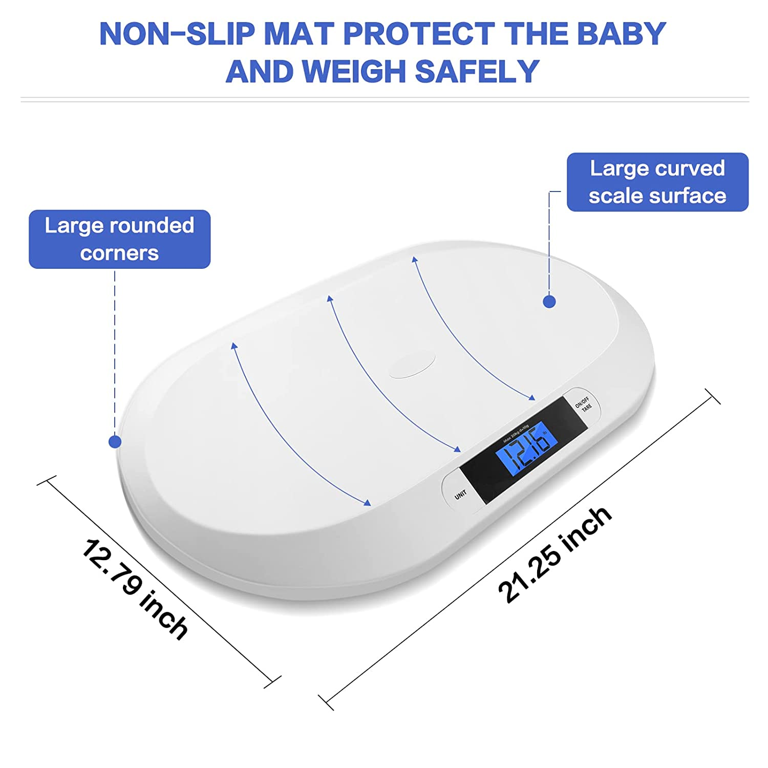 Digital Baby Scale, Infant Scale for Weighing in Pounds, Ounces, or Kilograms up to 44 Lbs, Newborn Baby Scale with Hold Function, Pet Scale for Cats and Dogs image number 4
