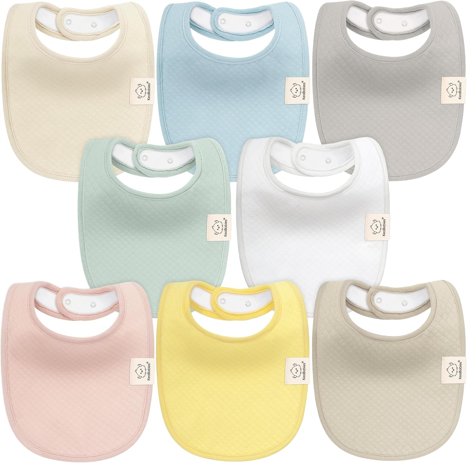 8-Pack Organic Baby Bibs for Girls, Boys - Quilted Cotton Cloth Baby Drool Bibs for Drooling and Teething Toddler, Newborn Dribble Cloth, Infant, Soft & Super Absorbent (Dawn)