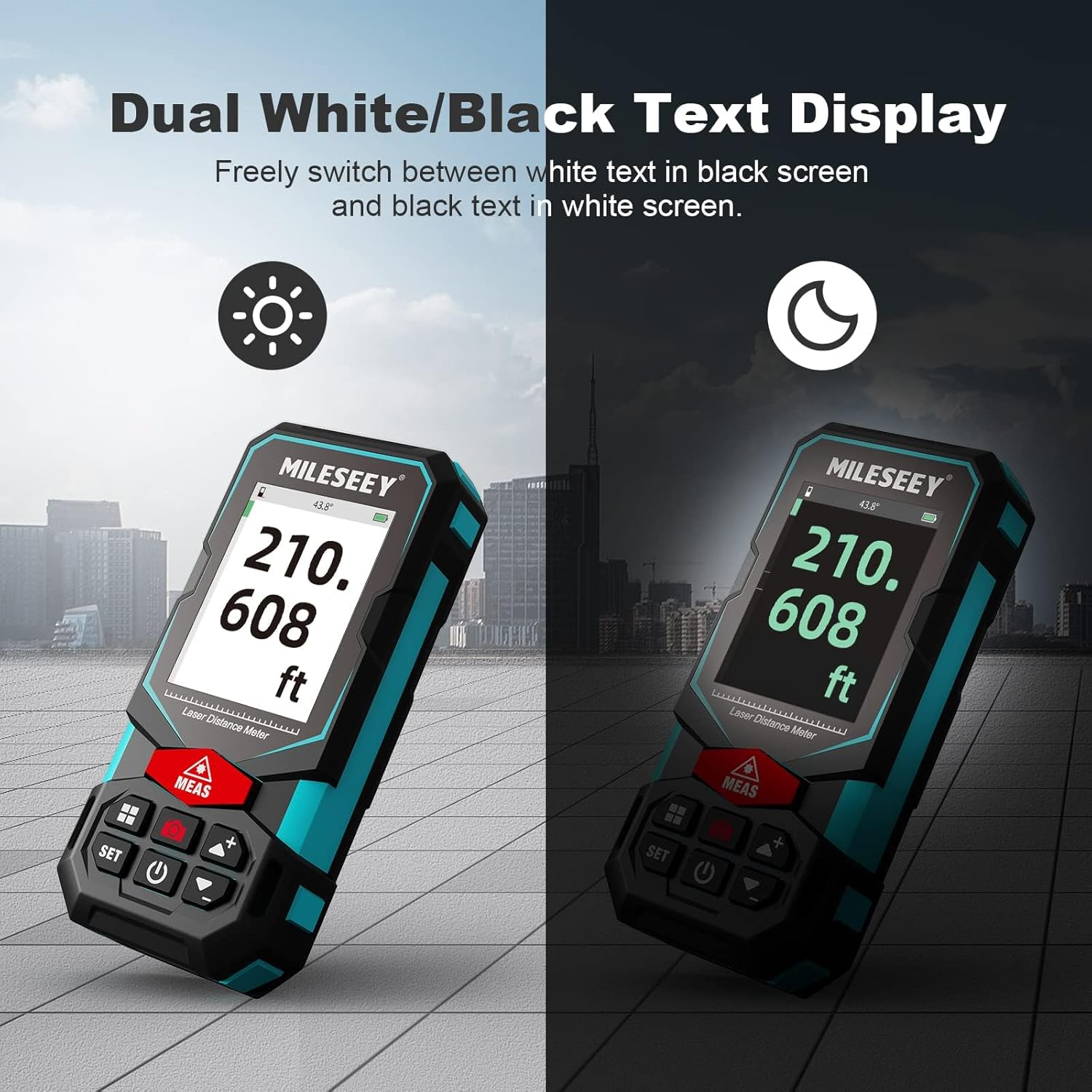 Laser Measurement Tool, Mileseey 330Ft Multifunctional Laser Measure with 2.4" Color Backlit Display, Rechargeable Laser Distance Meter with Angle Sensor, M/Cm/Mm/In/Ft+In Measurement Unit image number 2