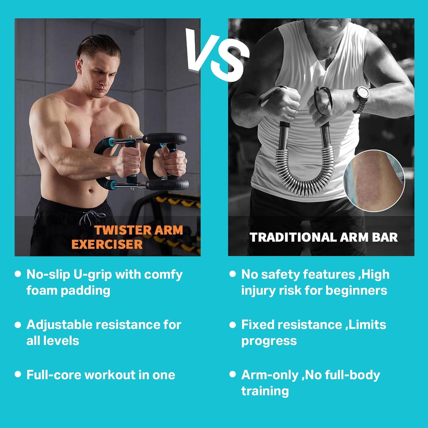 TTFP Saker Twister Arm Trainer for Men, Arm Workout Equipment with Chest Muscle Trainer(Blue 40Kg) image number 5