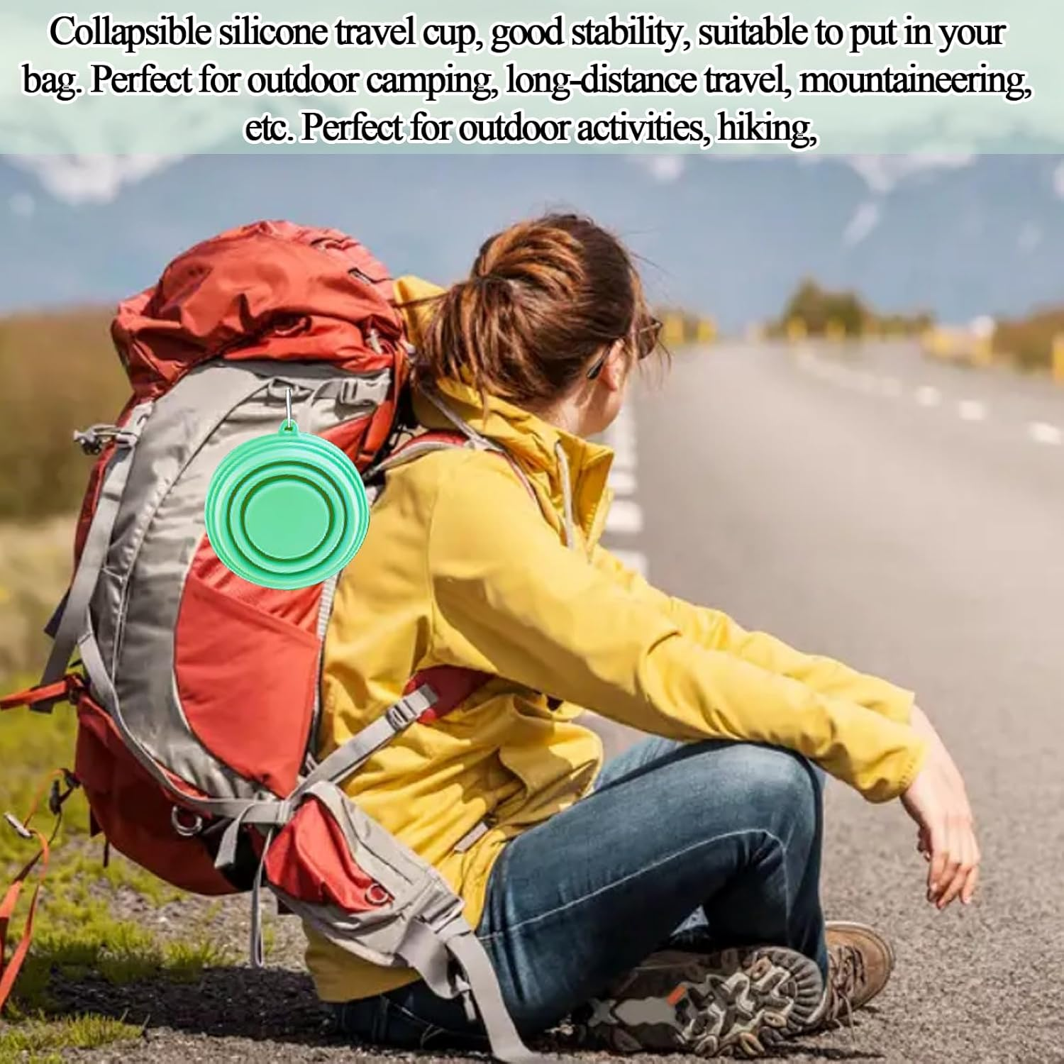 YUDAWN Silicone Foldable Cup, 4 PCS BPA Free Collapsible Travel Mugs Folding Silicone Cups Reusable Portable Cup with Lid for Picnic Camping Outdoor Hiking Travel image number 6