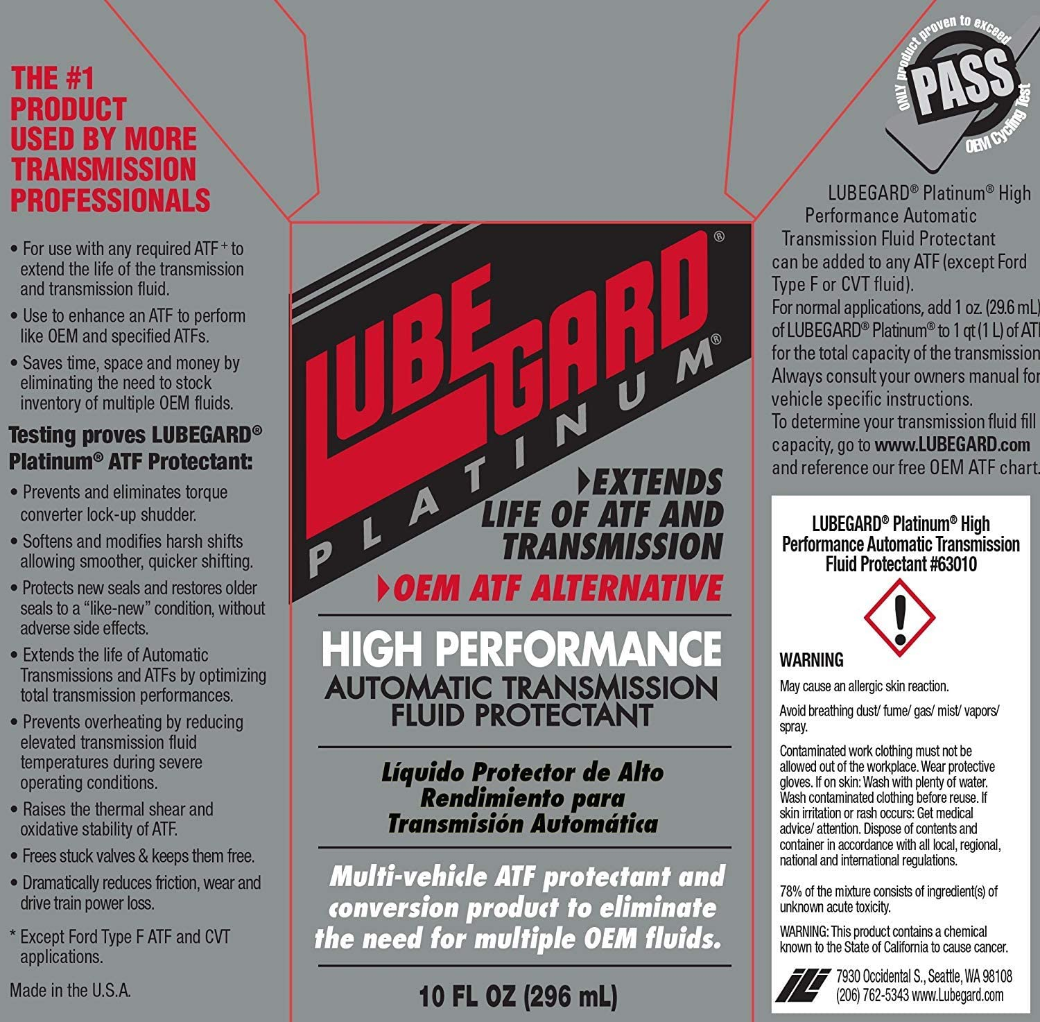Lubegard 63010 Platinum Automatic Transmission Fluid Protectant, 10 Oz. image number 3