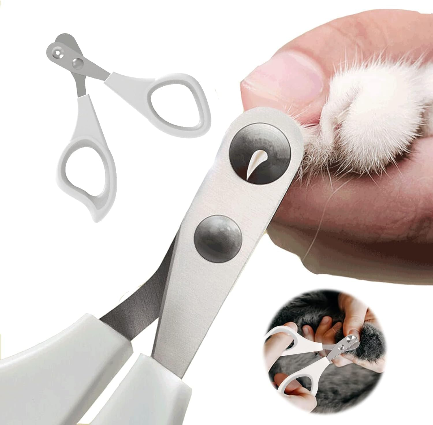 Cat Nail Clippers, Guillotine Type, Avoid Over-Cutting, Grooming Tool (White) image number 1
