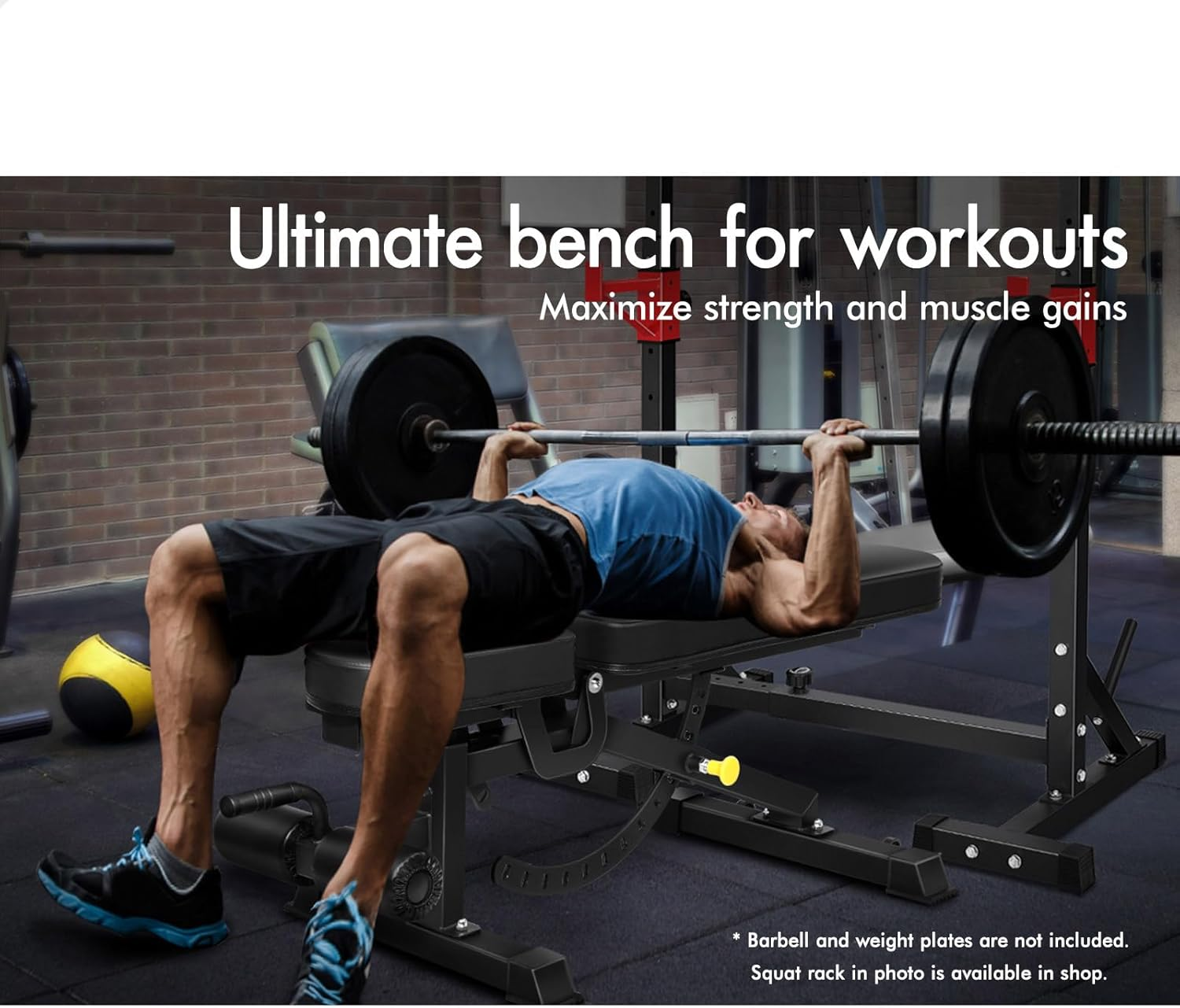 BLACK LORD Adjustable Commercial Weight Bench Press for Incline Decline Flat Exercise, Foldable FID Bench for Full Body Workout & Multi-Purpose Fitness Strength Training for Home Gym, 450Kg Capacity image number 2