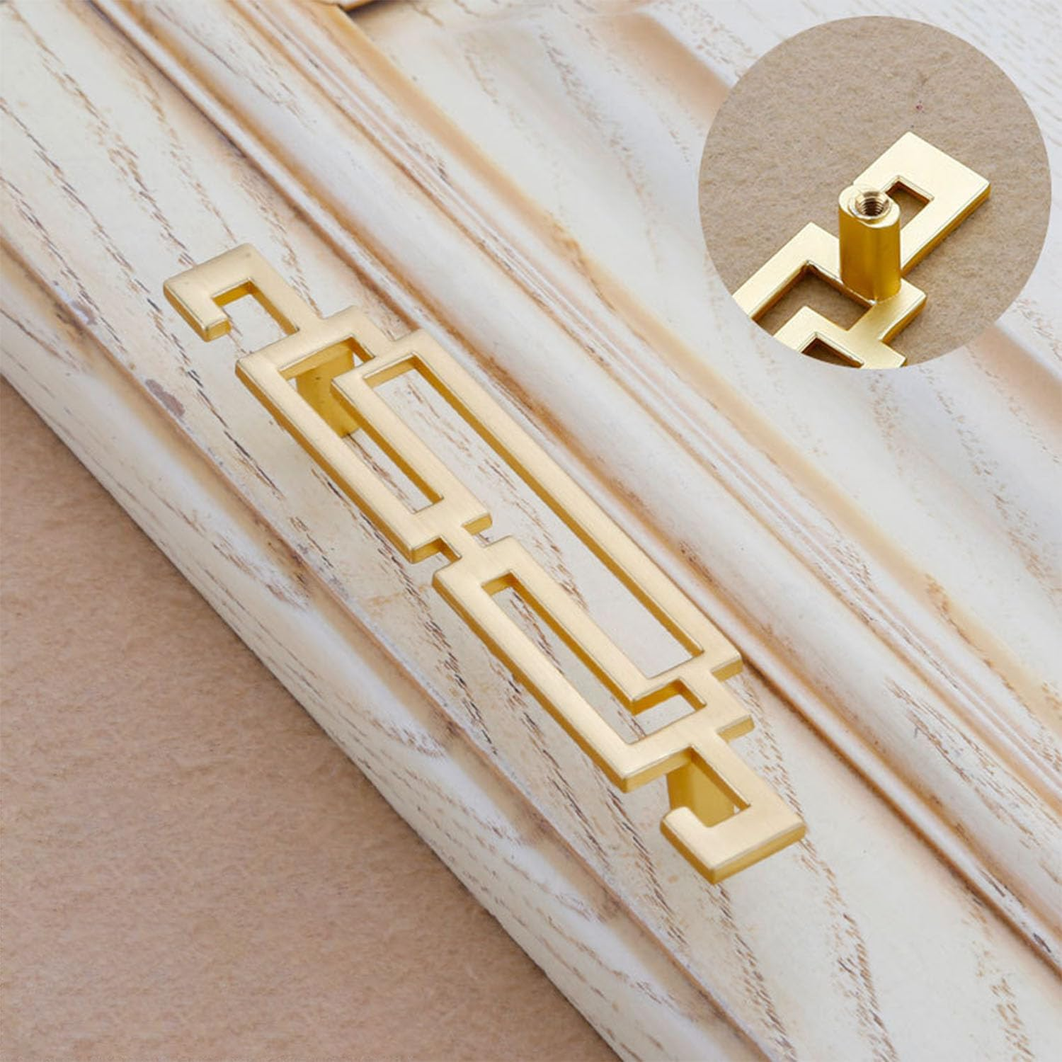 4Pack Art Deco Drawer Pulls Chinese Hollow Gold Handle Zinc Alloy Cabinet Handles Gold Cabinet Hardware (Hole Spacing: 96Mm) image number 6