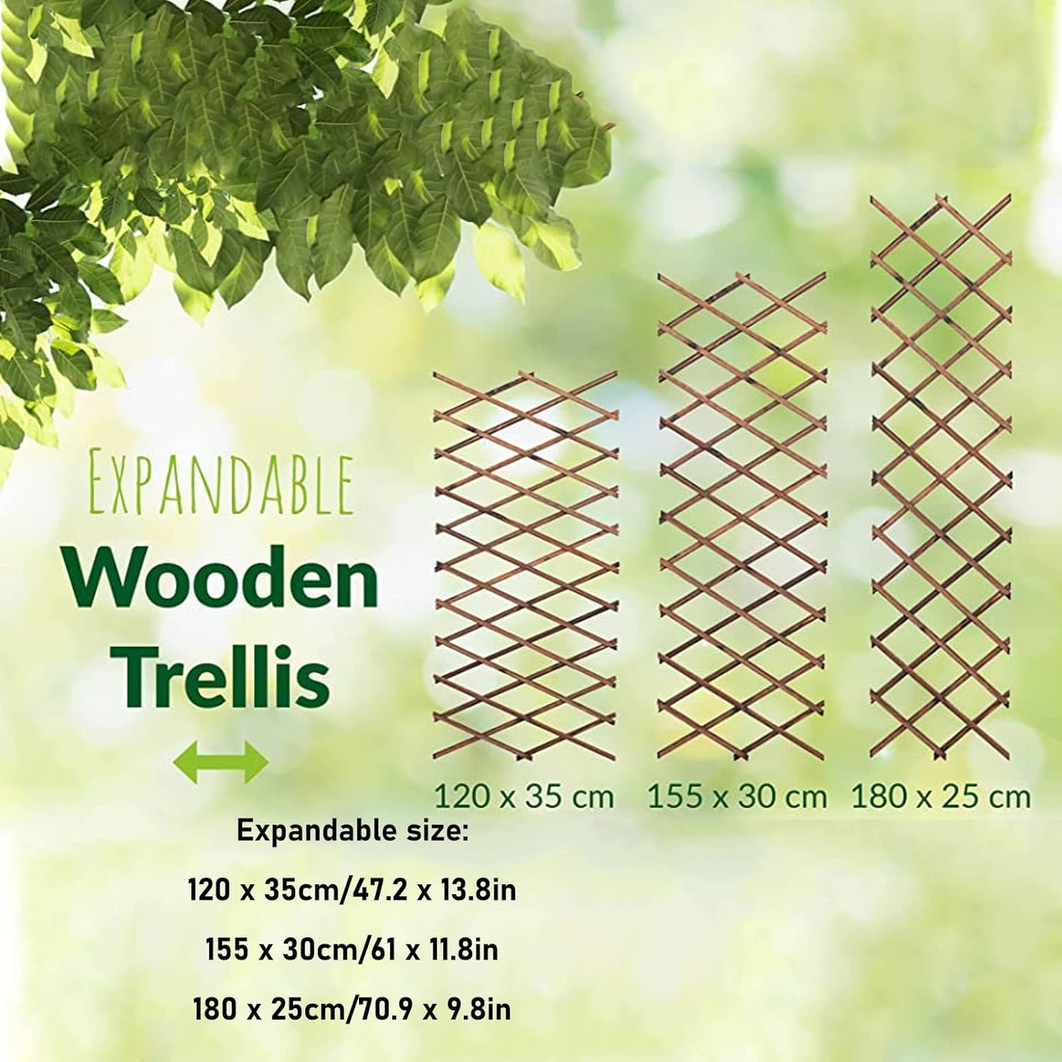 Fafeicy Expandable Plant Climbing Lattices, Extensible Pine Fence Garden Fence with Plant Support for Climbing image number 2