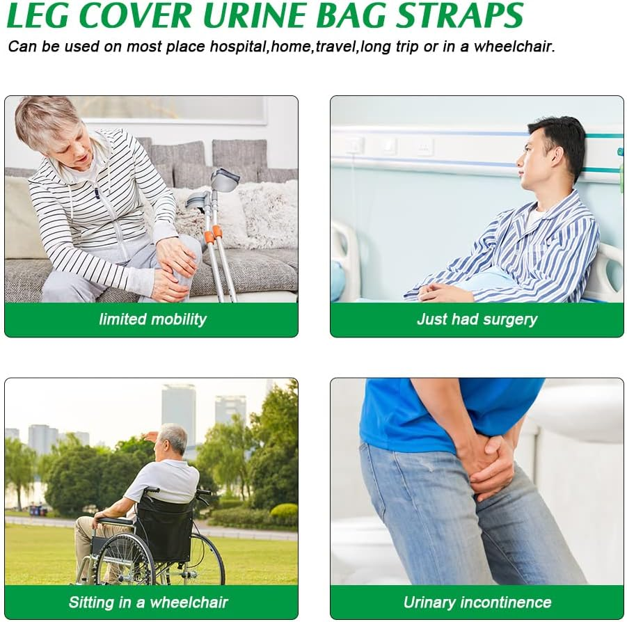 2Pcs Catheter Leg Bag Holder, Foley Leg Bag Sleeve, Fabric Catheter Sleeves Leg Bag Holder, Drainage Bags Calf Holder Strap, Elastic Catheter Sleeve for Legs (L) image number 6