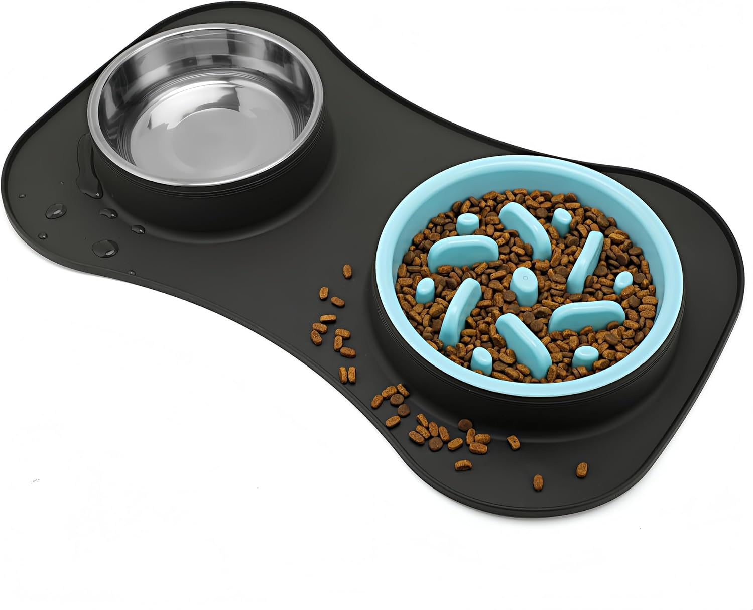 Non Slip Slow Feeder Dog Bowls Stainless Steel - No Spill Food Water Bowl for Small Medium Large Dogs, Raised Dog Feeder Bowl Fit Cats ﻿ image number 3