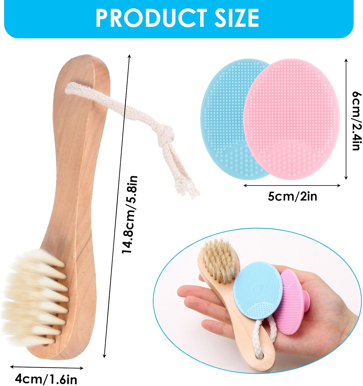 3 Pcs Baby Hair Brush with Ultra-Soft Goat Bristles Brush - Baby Cradle Cap Brush Set for Newborns & Toddlers, Natural Wooden Handle for Delicate Scalps, Perfect for Daily Care & Bath Time image number 4