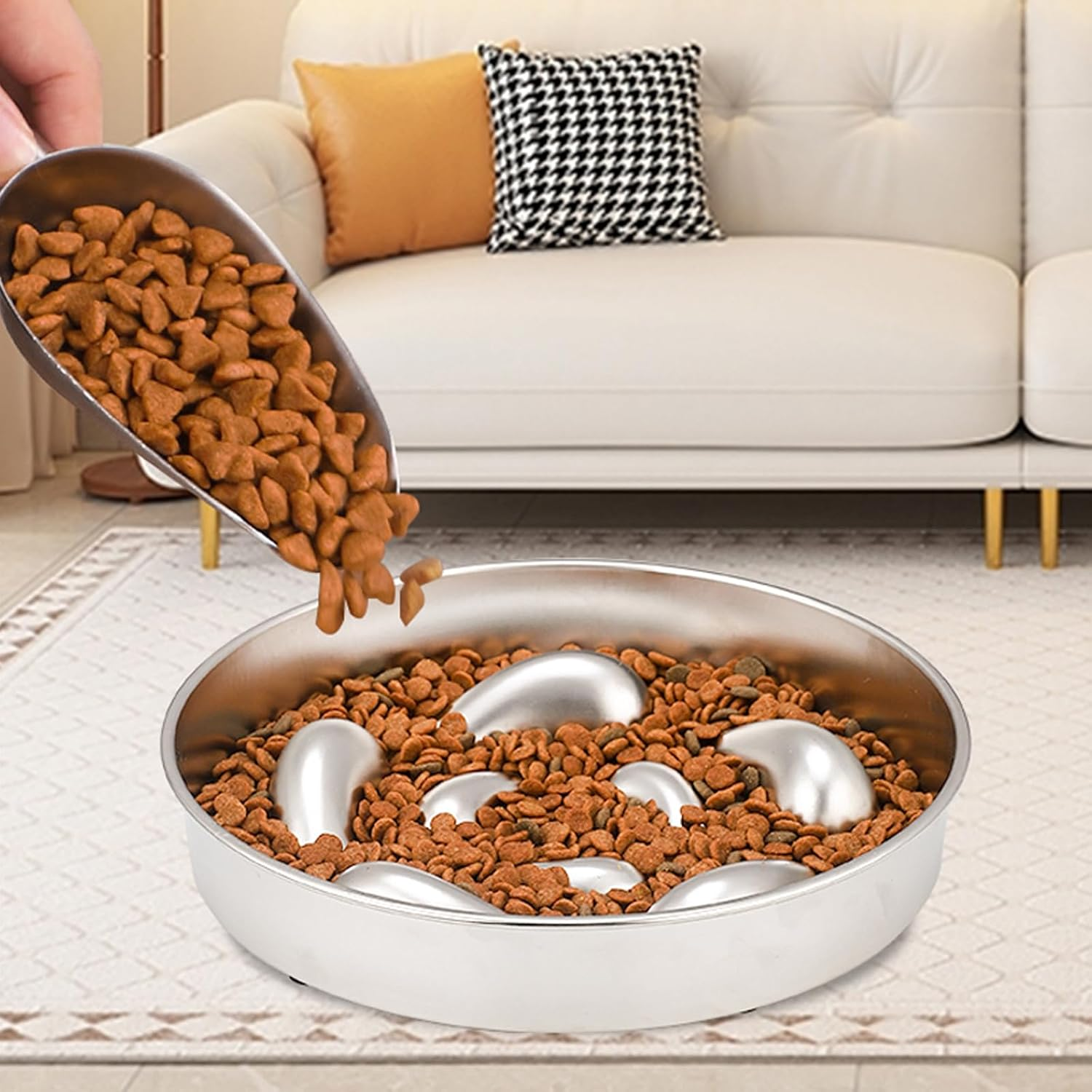 Slow Feeder Dog Bowl Stainless Steel, Metal Slow Feeder Dog Bowl for Dog Slow Eating image number 4