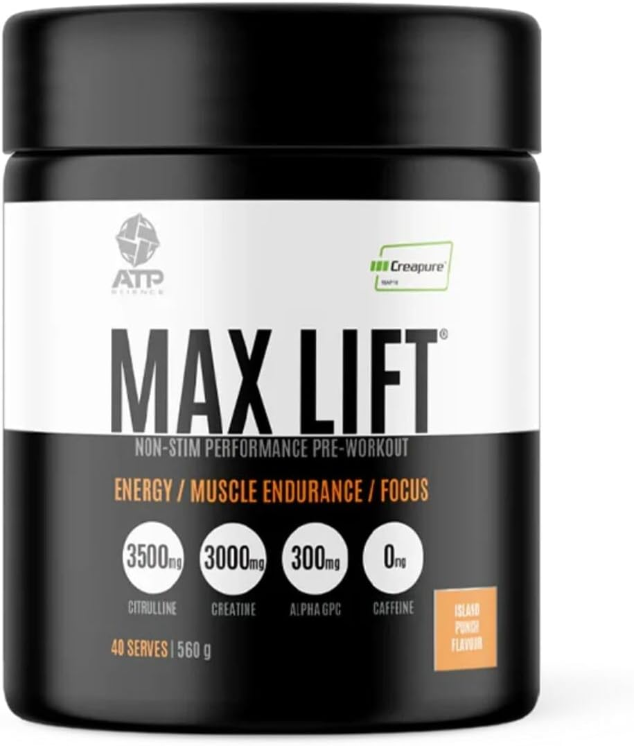 ATP Science Max Lift Preworkout Powder, Enriched with Creatine, Electrolytes, Amino Acids and More, Enhances Blood Flow, Boosts Performance, Maximises Muscle Endurance, Flavour - Island Punch, 560G image number 3